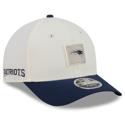 New England Patriots New Era Youth 2026 Training Camp 9FORTY M-Crown Adjustable Hat - Cream/Navy