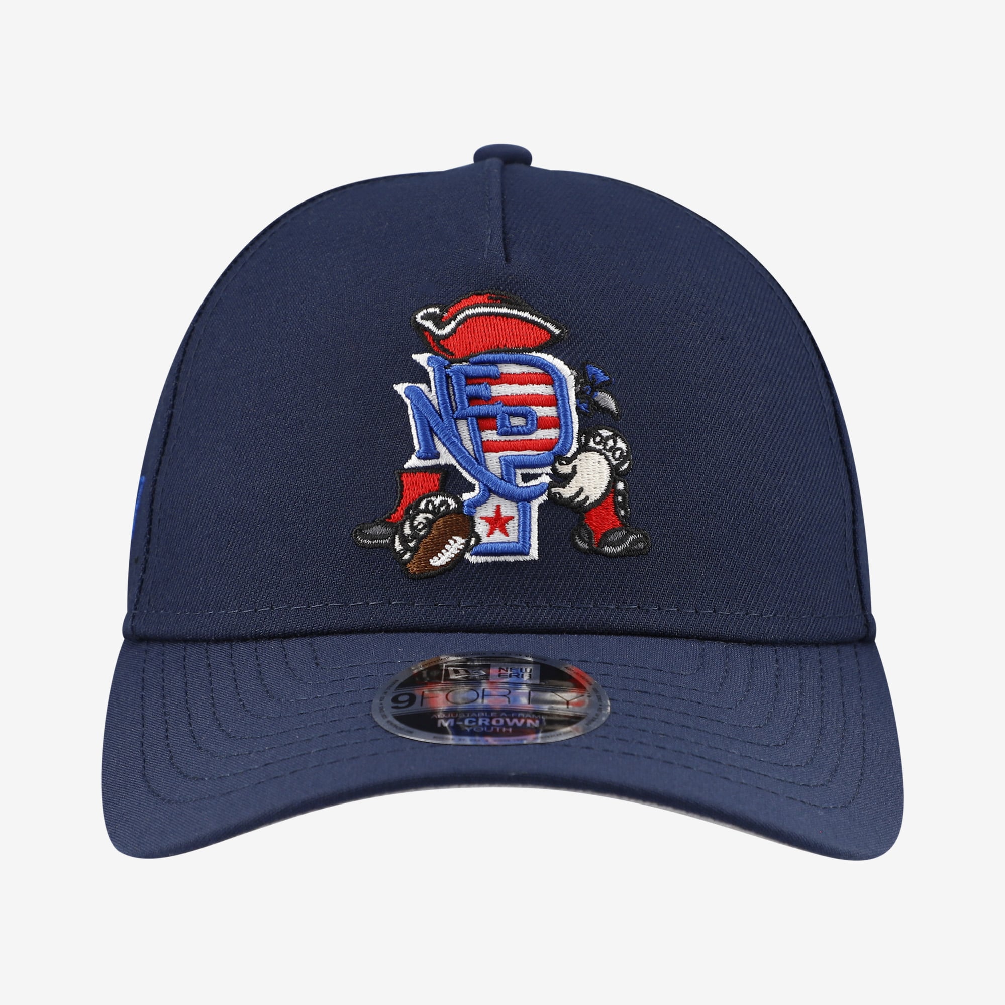 Casquette ajustable New Era 9FORTY bleu marine New England Patriots, motif dessin animé, pour jeunes