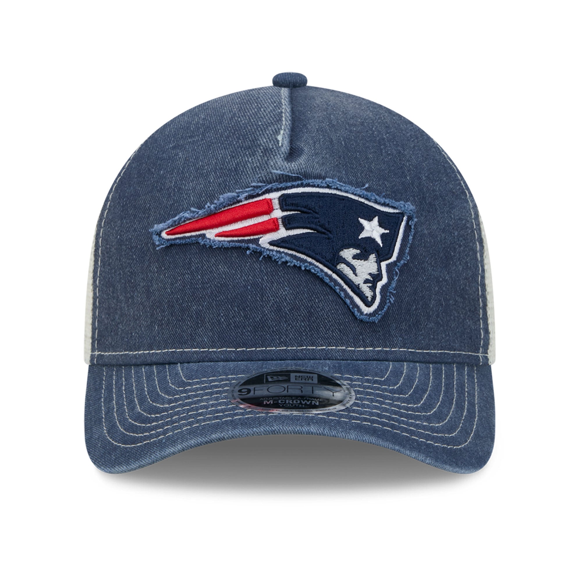 Youth New Era  Navy New England Patriots Fan 9FORTY A-Frame M-Crown Trucker Adjustable Hat