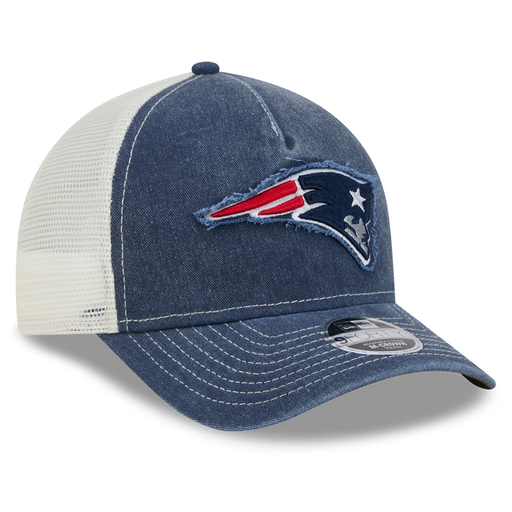 Youth New Era  Navy New England Patriots Fan 9FORTY A-Frame M-Crown Trucker Adjustable Hat