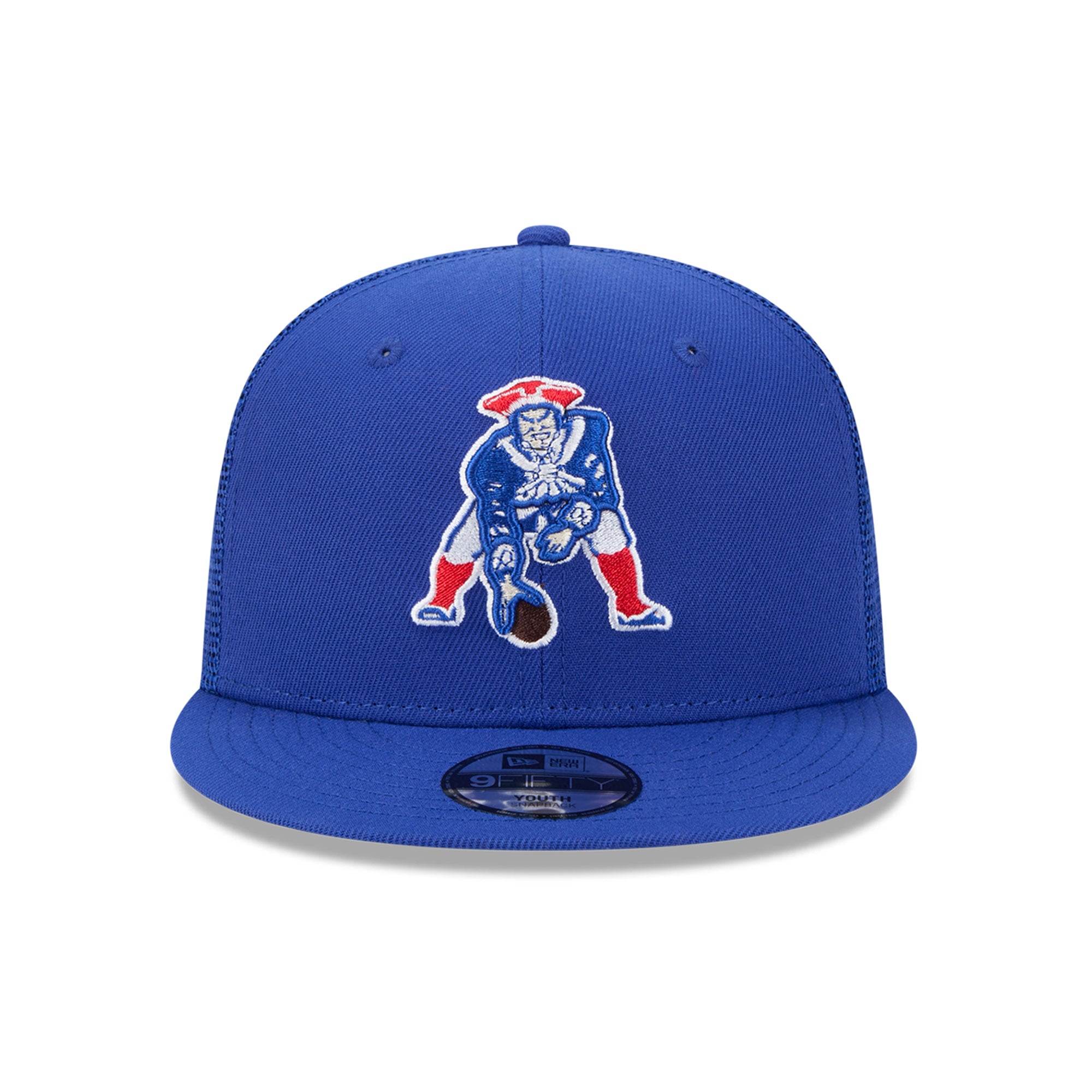 Casquette trucker New Era Royal New England Patriots Throwback Main 9FIFTY Snapback pour jeunes