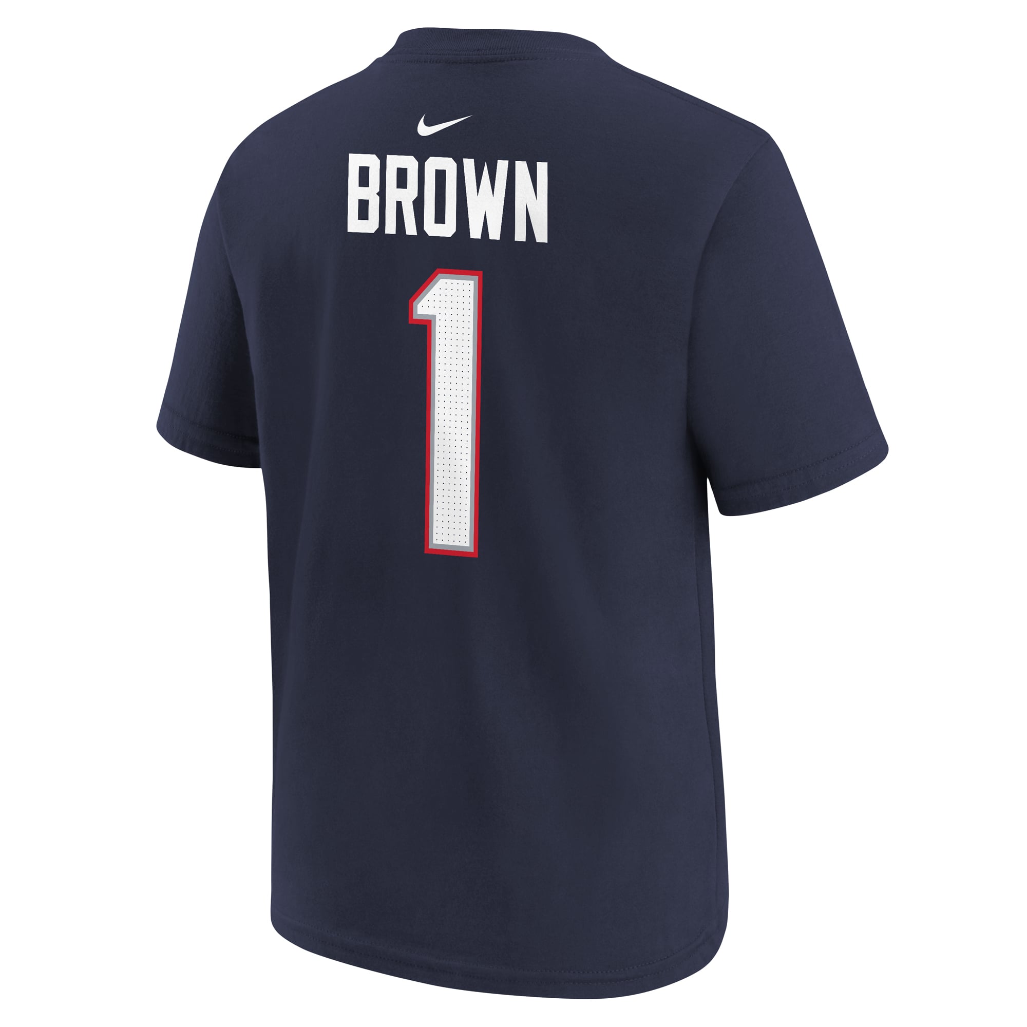 Youth Nike A.J. Brown Navy New England Patriots Name & Number T-Shirt