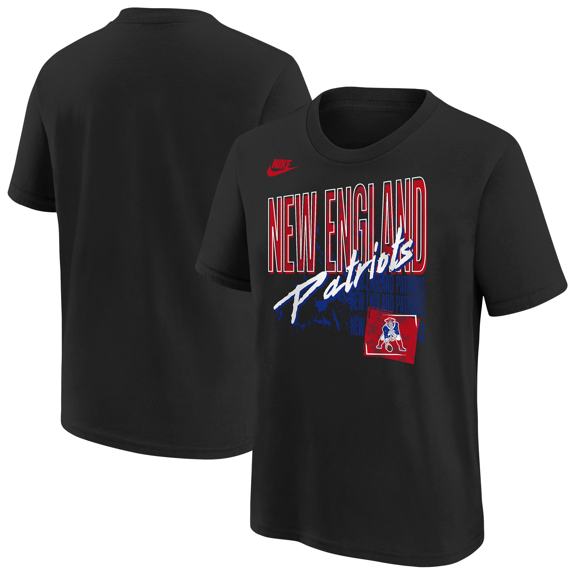 T-shirt vintage Nike noir pour jeunes, New England Patriots