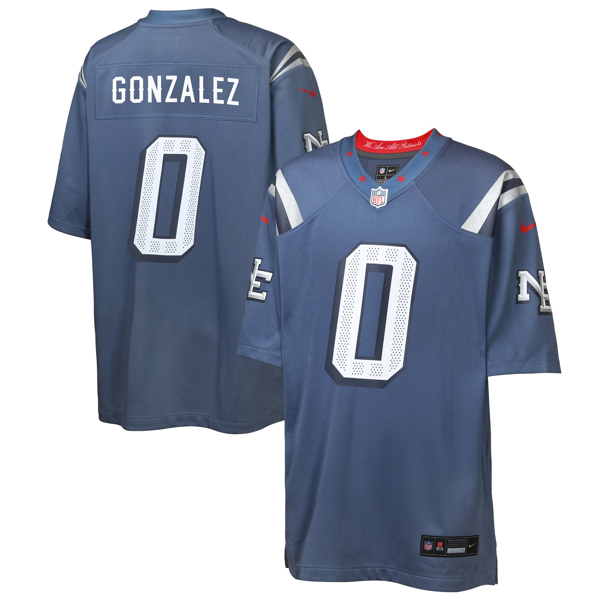 Youth Nike Christian Gonzalez Blue New England Patriots Rivalries Collection Game Jersey