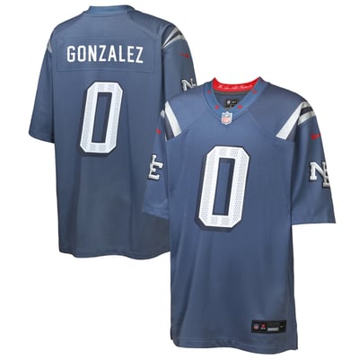 Christian Gonzalez New England Patriots Nike Youth Rivalries Collection Game Jersey - Blue