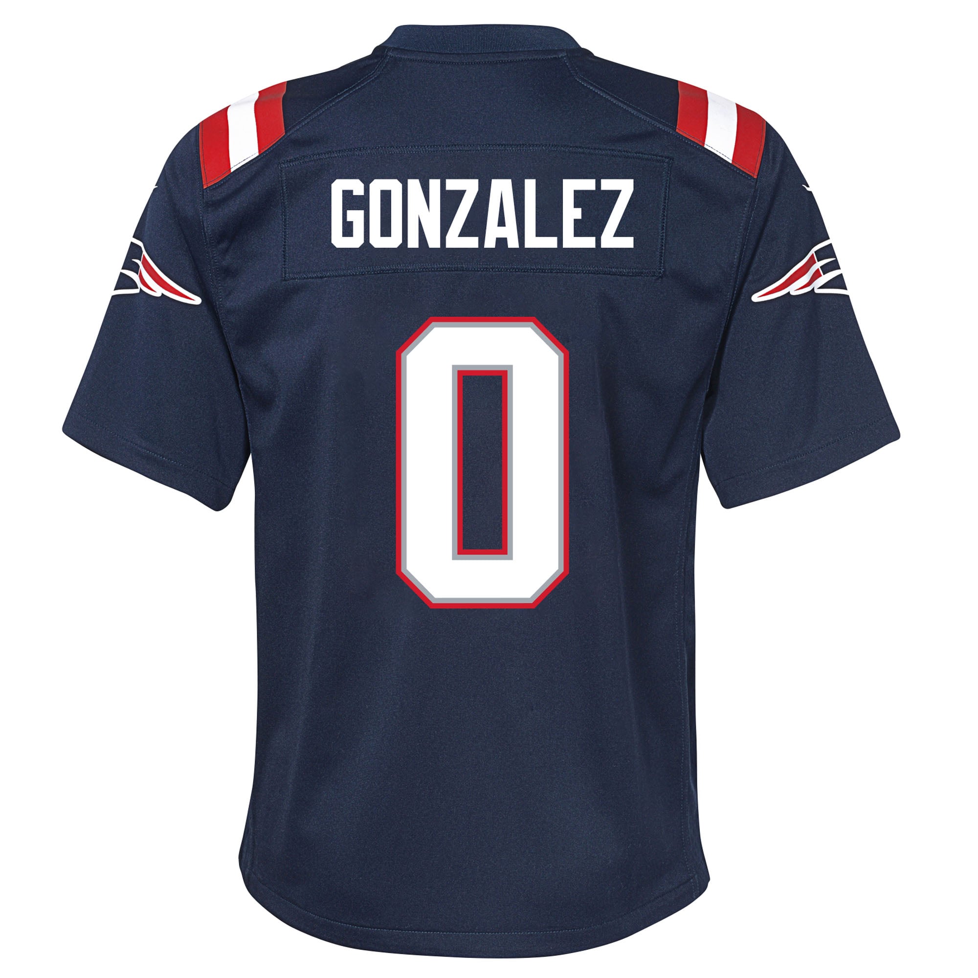 Maillot Nike Christian Gonzalez bleu marine pour jeune des New England Patriots