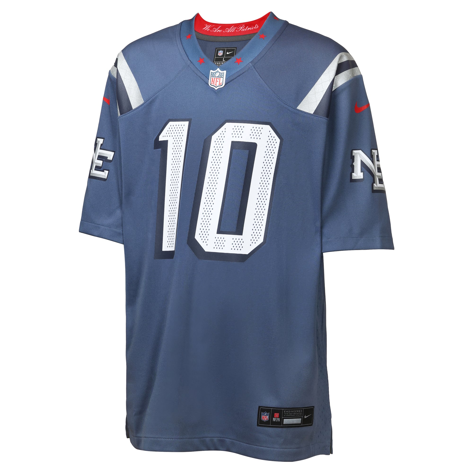 Maillot de match Nike Drake Maye bleu New England Patriots Rivalries Collection pour jeunes
