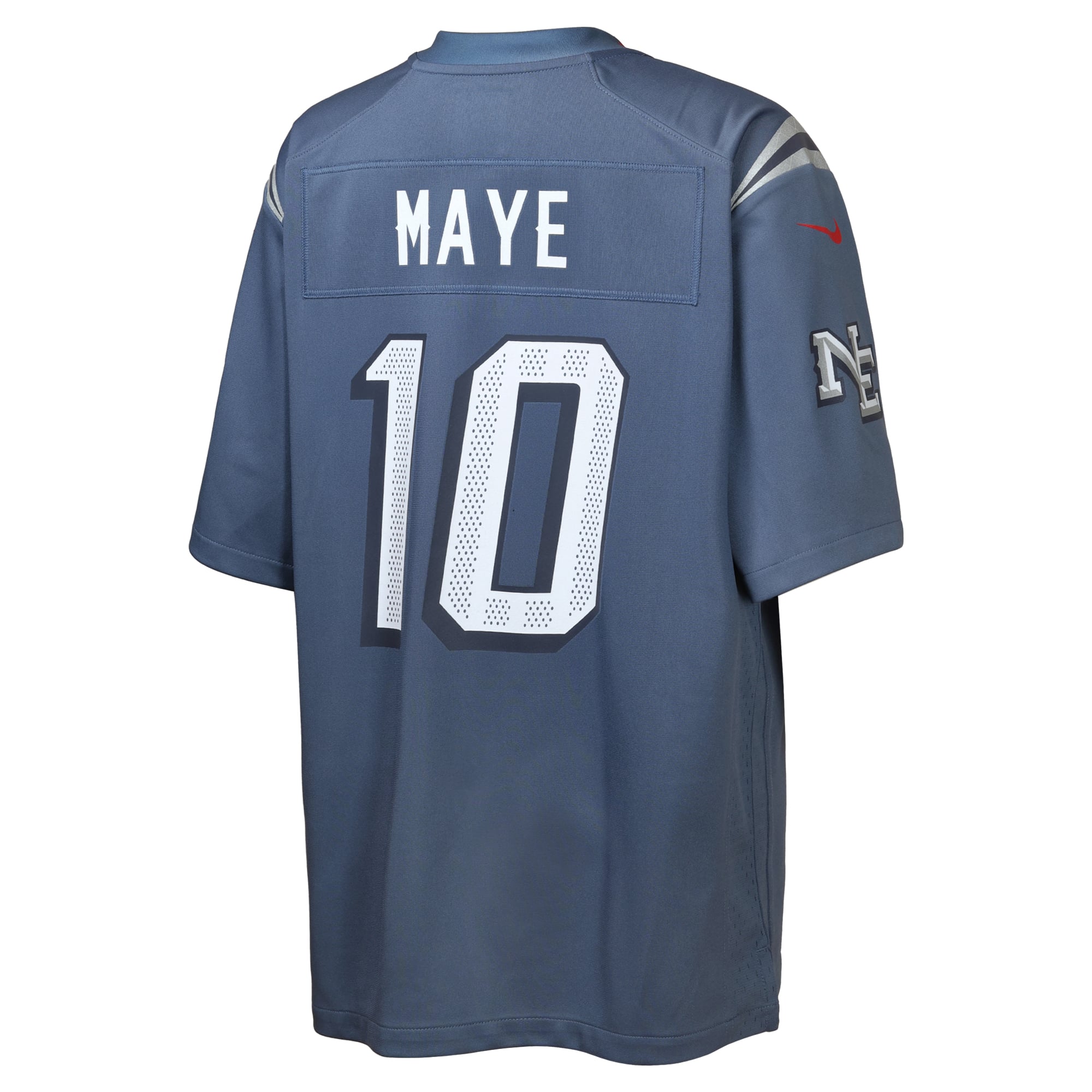 Maillot de match Nike Drake Maye bleu New England Patriots Rivalries Collection pour jeunes
