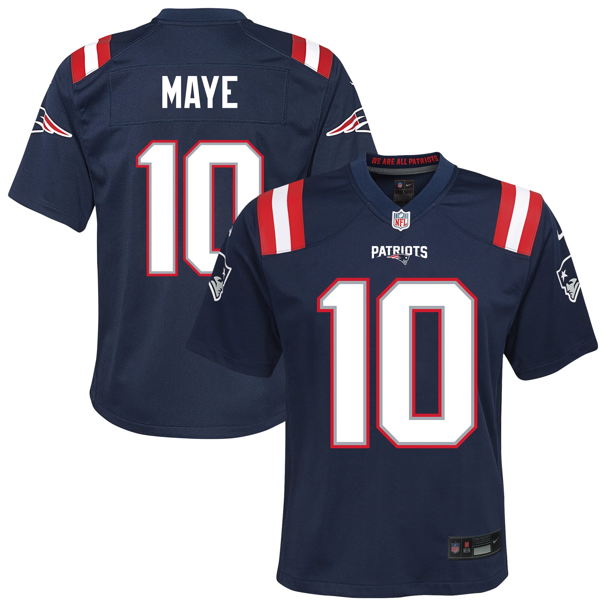 Youth Nike Drake Maye Navy New England Patriots Team Game Jersey