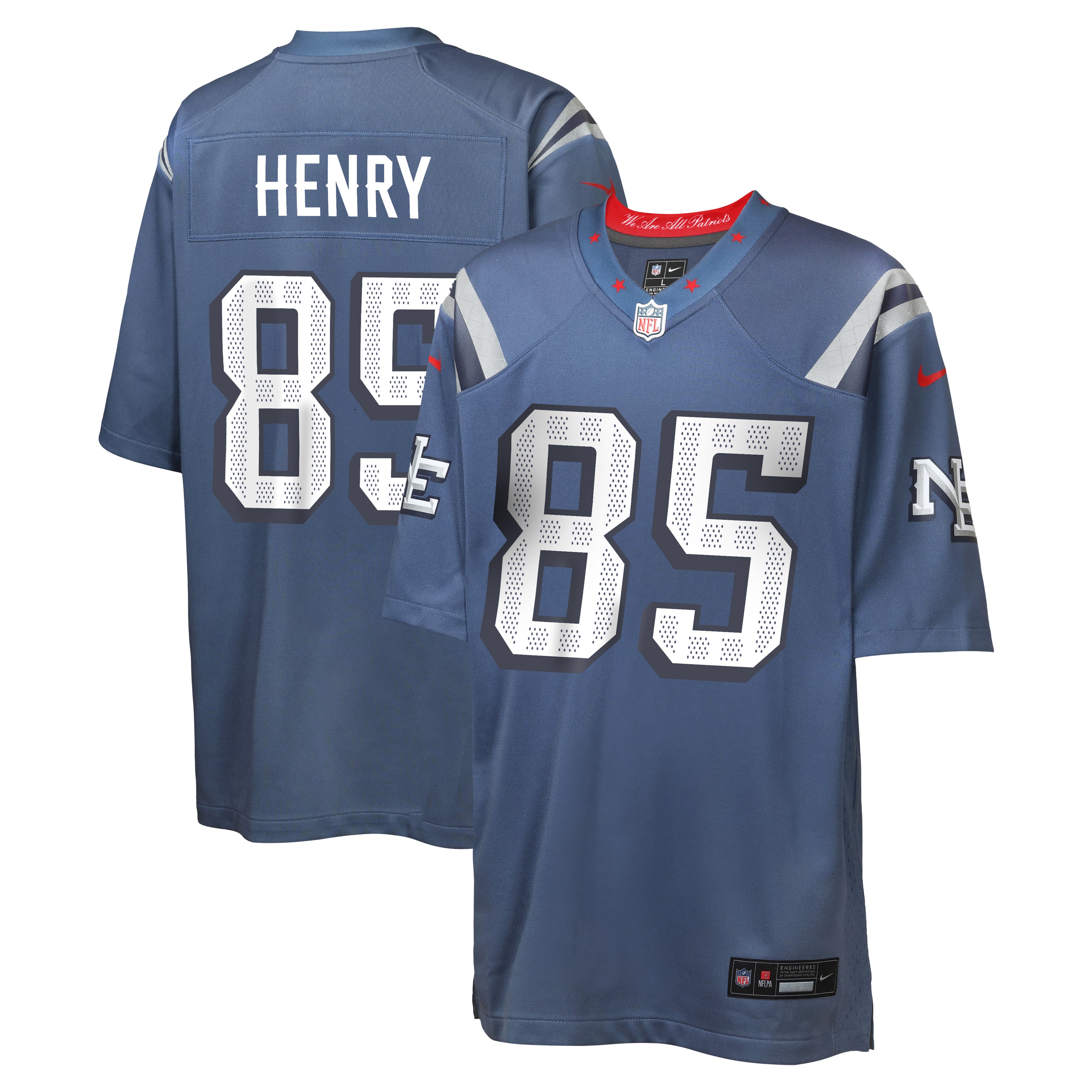 Maillot de match Nike Hunter Henry Storm Blue New England Patriots Rivalries Collection pour jeunes