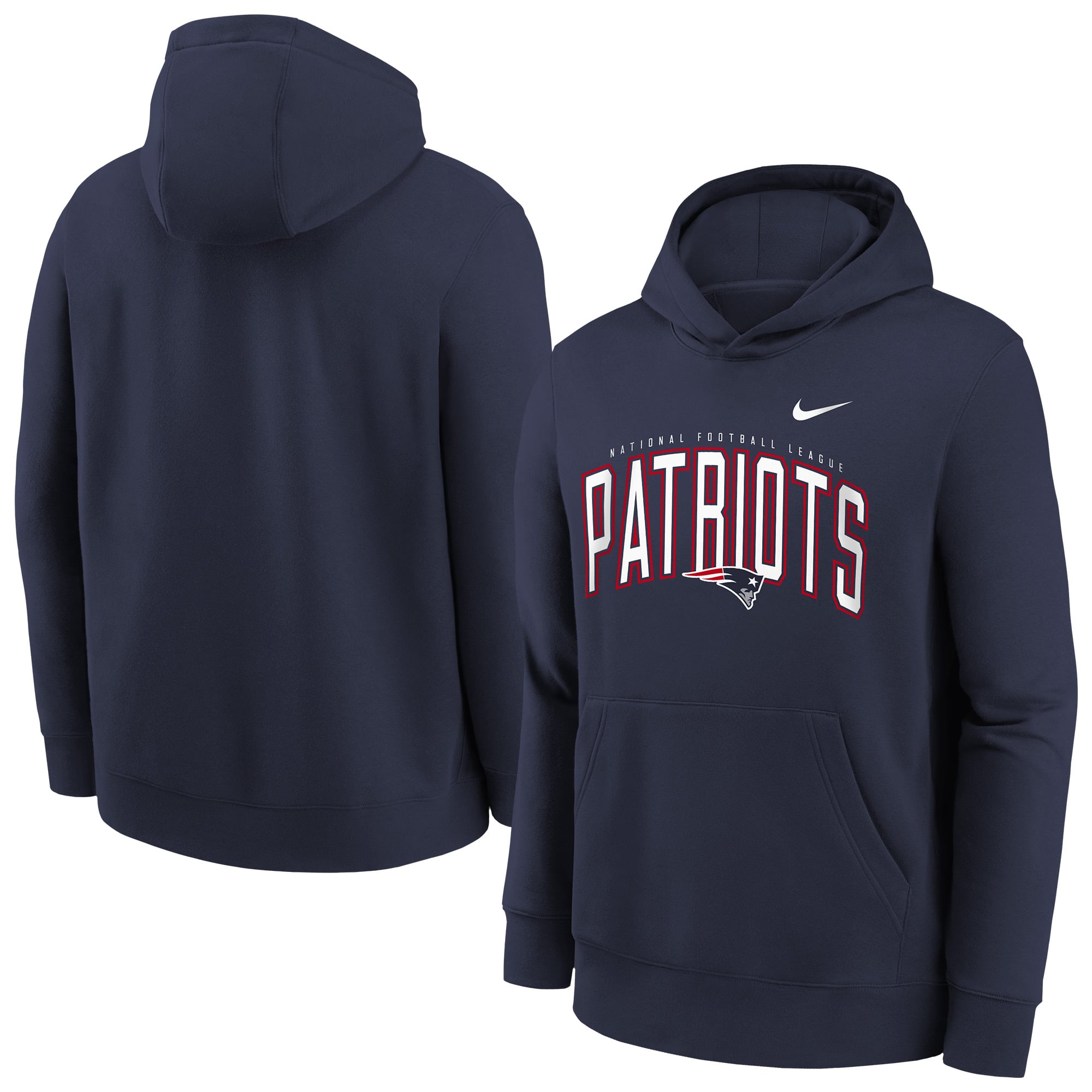 Sweat à capuche polaire Nike bleu marine avec logo des New England Patriots pour enfant