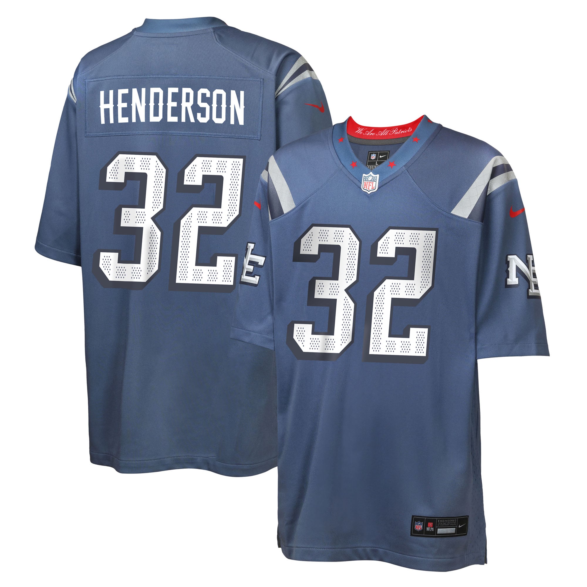 Youth Nike TreVeyon Henderson Blue New England Patriots Rivalries Collection Game Jersey