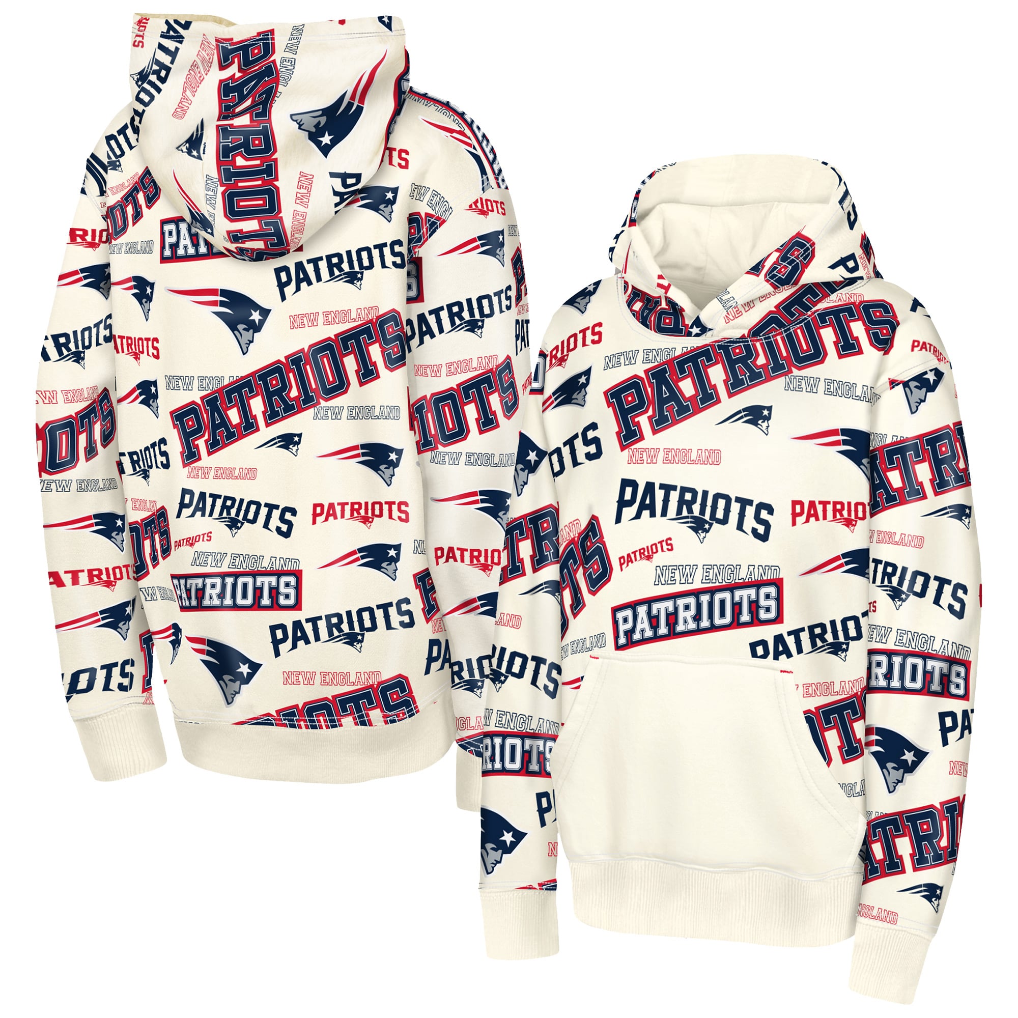 Sweat à capuche Youth Outerstuff Cream New England Patriots Shake & Bake