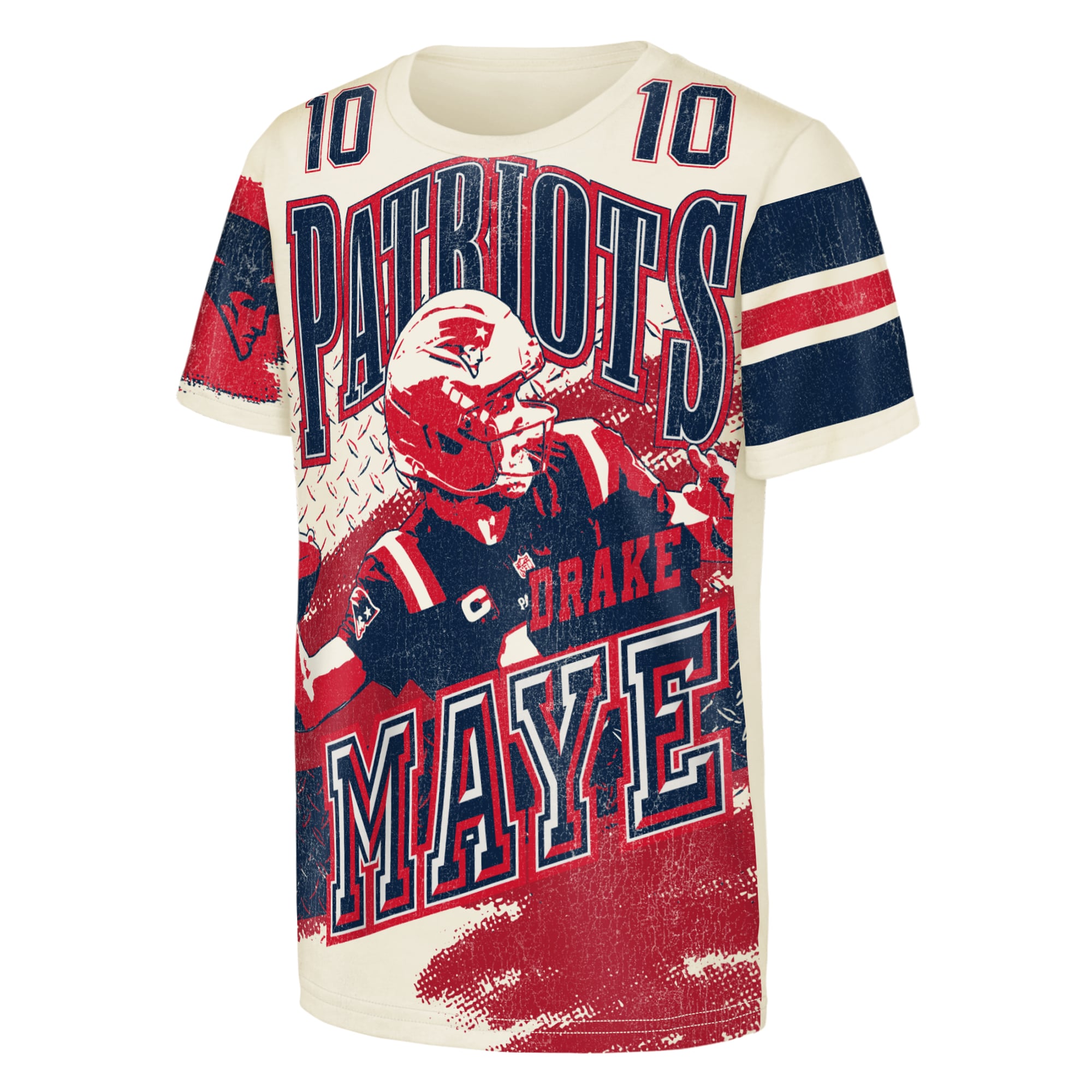 T-shirt Youth Outerstuff Drake Maye Natural New England Patriots Classic Poster