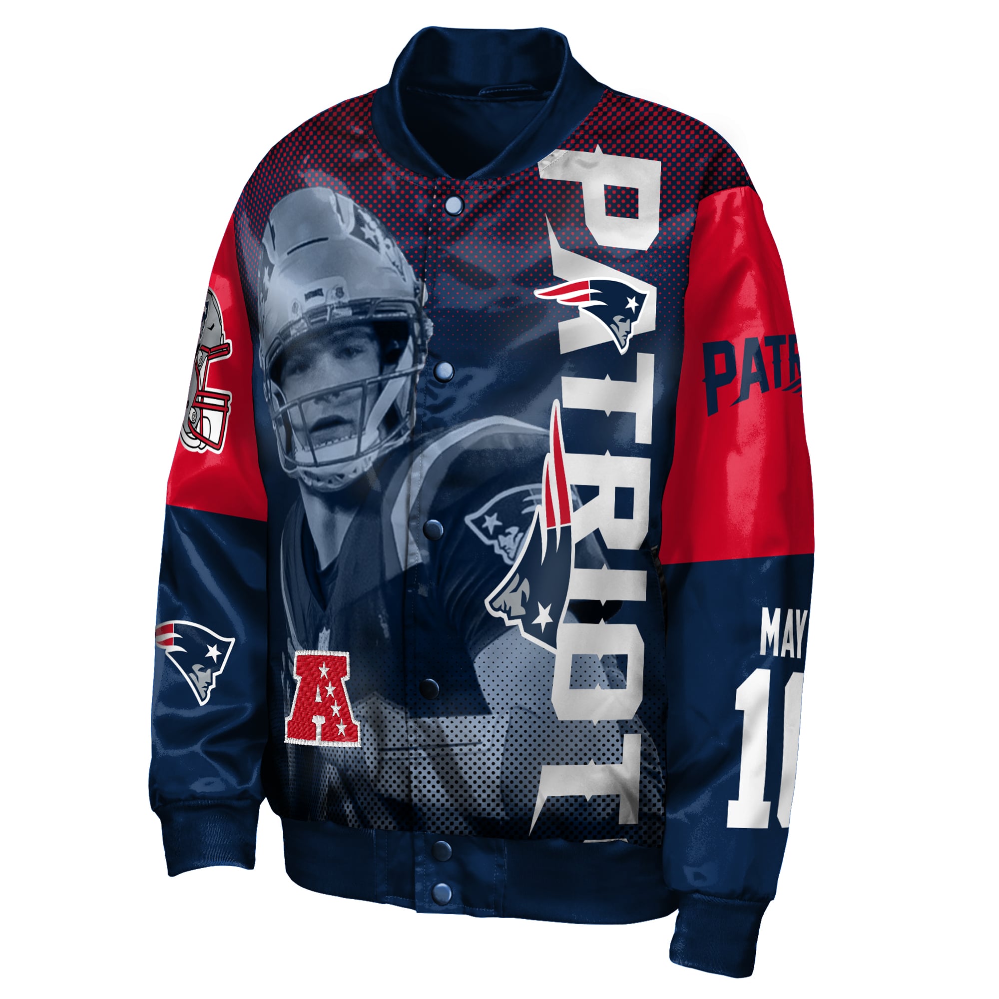 Youth Outerstuff Drake Maye Navy New England Patriots Legendary Full-Snap Satin Jacket