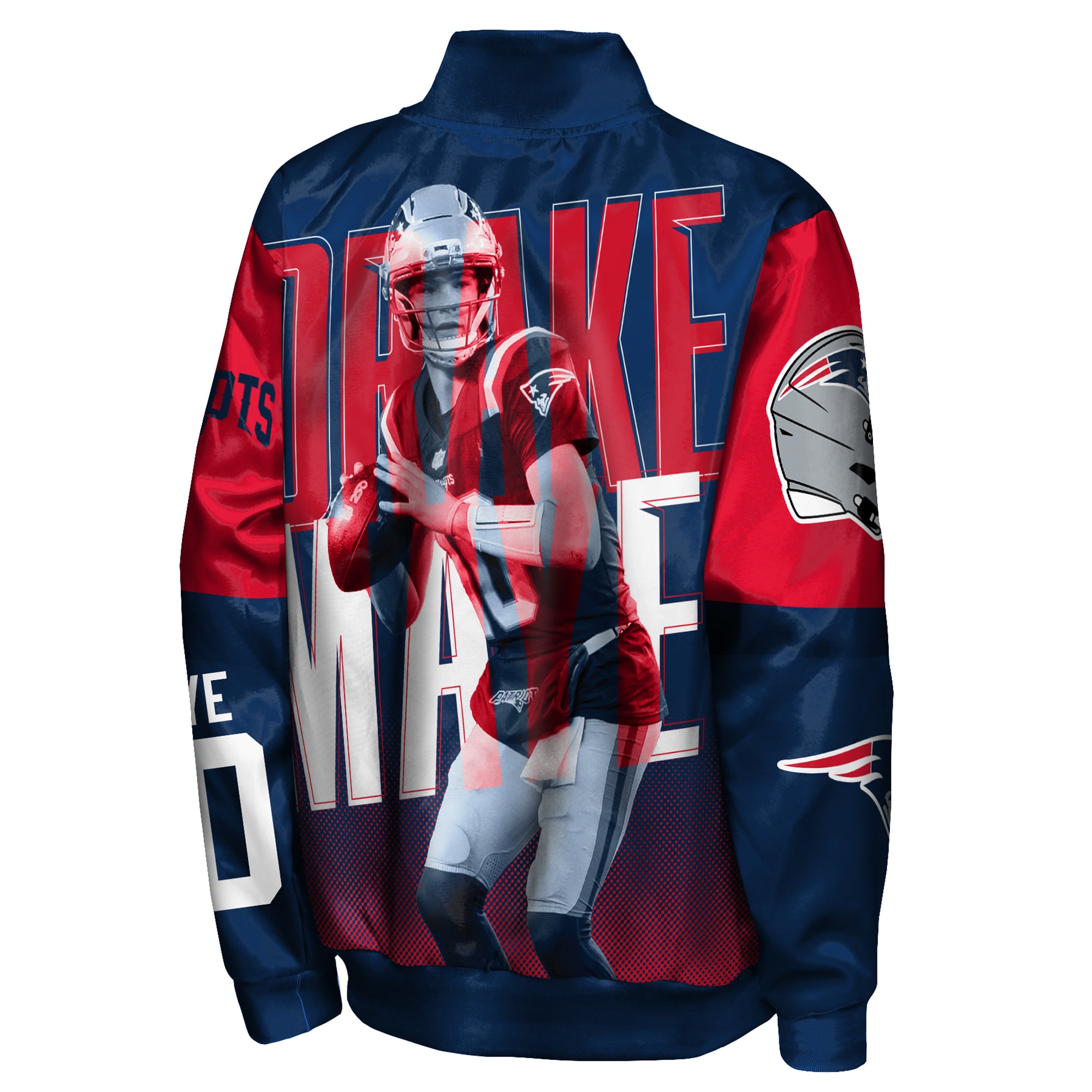 Youth Outerstuff Drake Maye Navy New England Patriots Legendary Full-Snap Satin Jacket