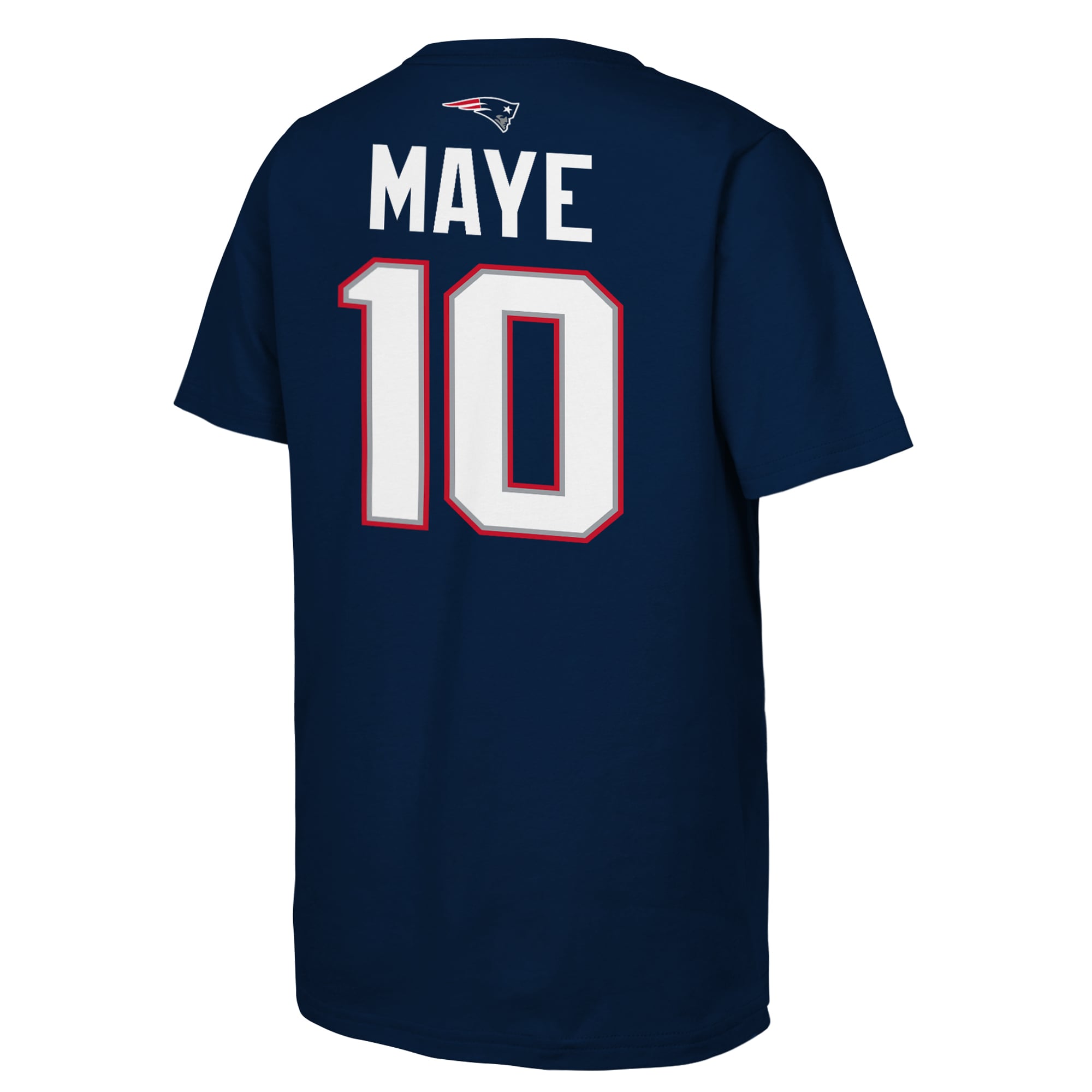 Youth Outerstuff Drake Maye Navy New England Patriots Name & Number T-Shirt
