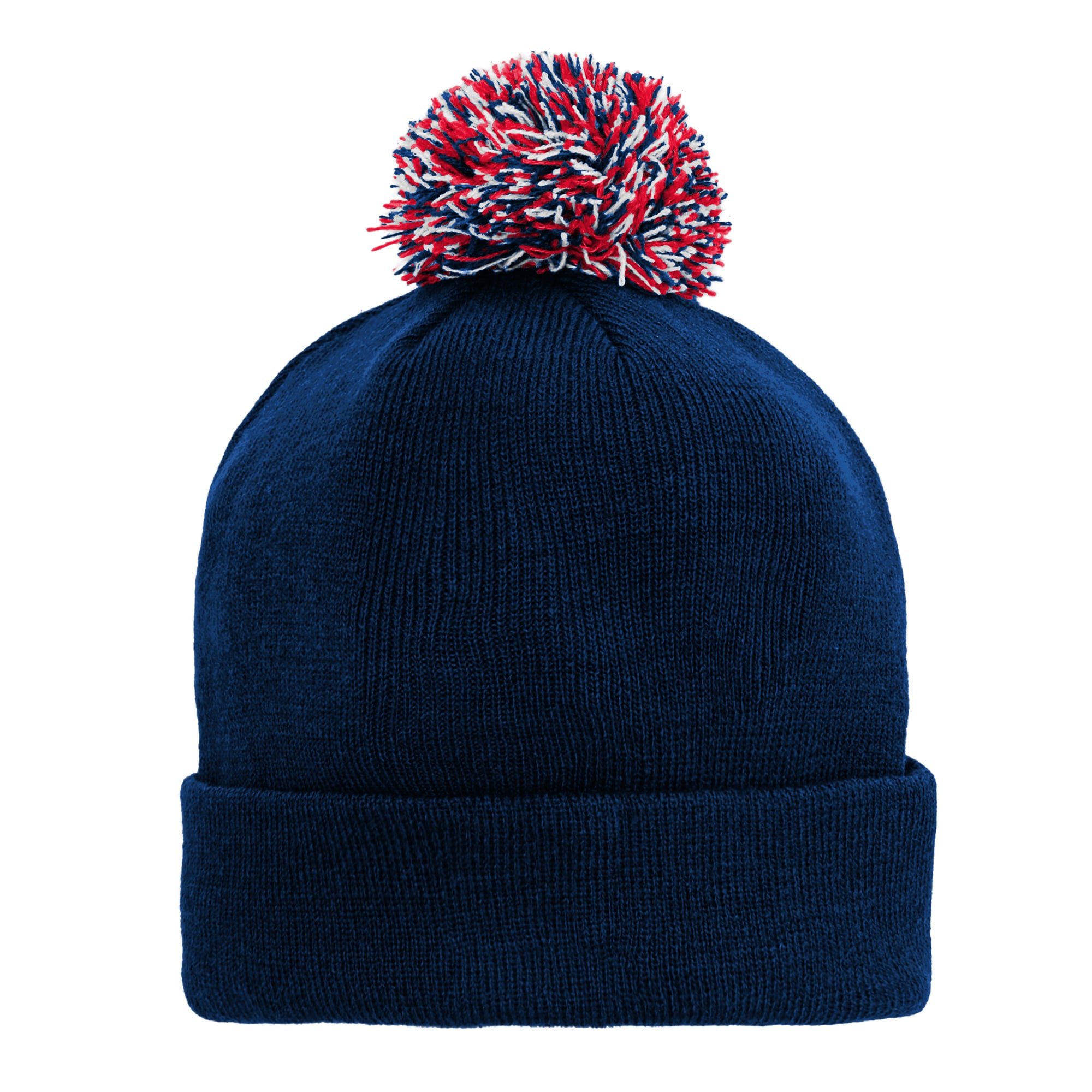 Bonnet tricoté à revers bleu marine New England Patriots pour enfant, avec pompon