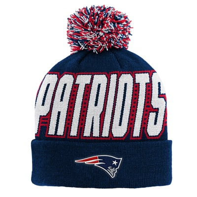 New England Patriots Outerstuff Youth Cuffed Knit Hat with Pom - Navy