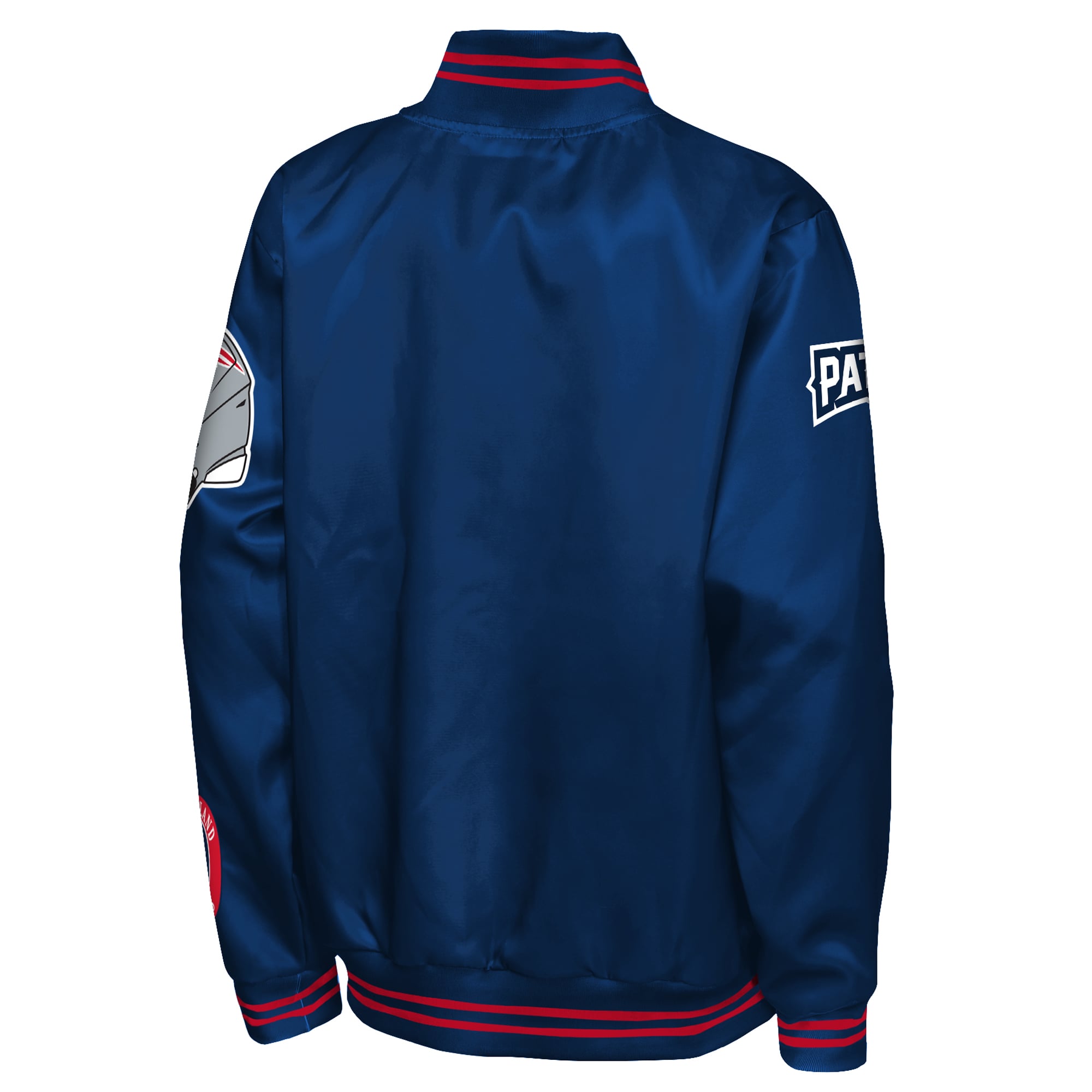 Veste universitaire Youth Outerstuff Navy New England Patriots Grid Runner en satin avec écusson