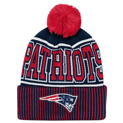New England Patriots Outerstuff Youth Highlight Cuffed Knit Hat with Pom - Navy