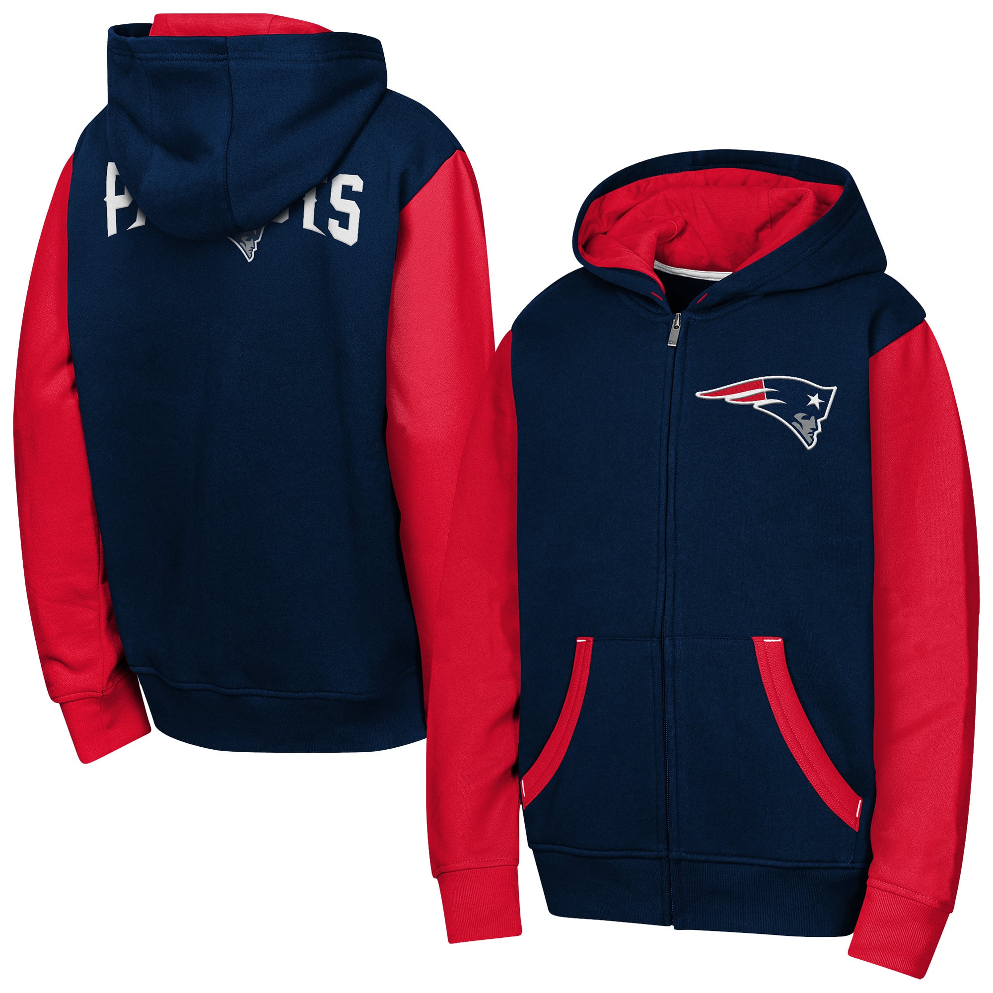Sweat à capuche zippé Youth Outerstuff Navy New England Patriots Stadium Colorblock