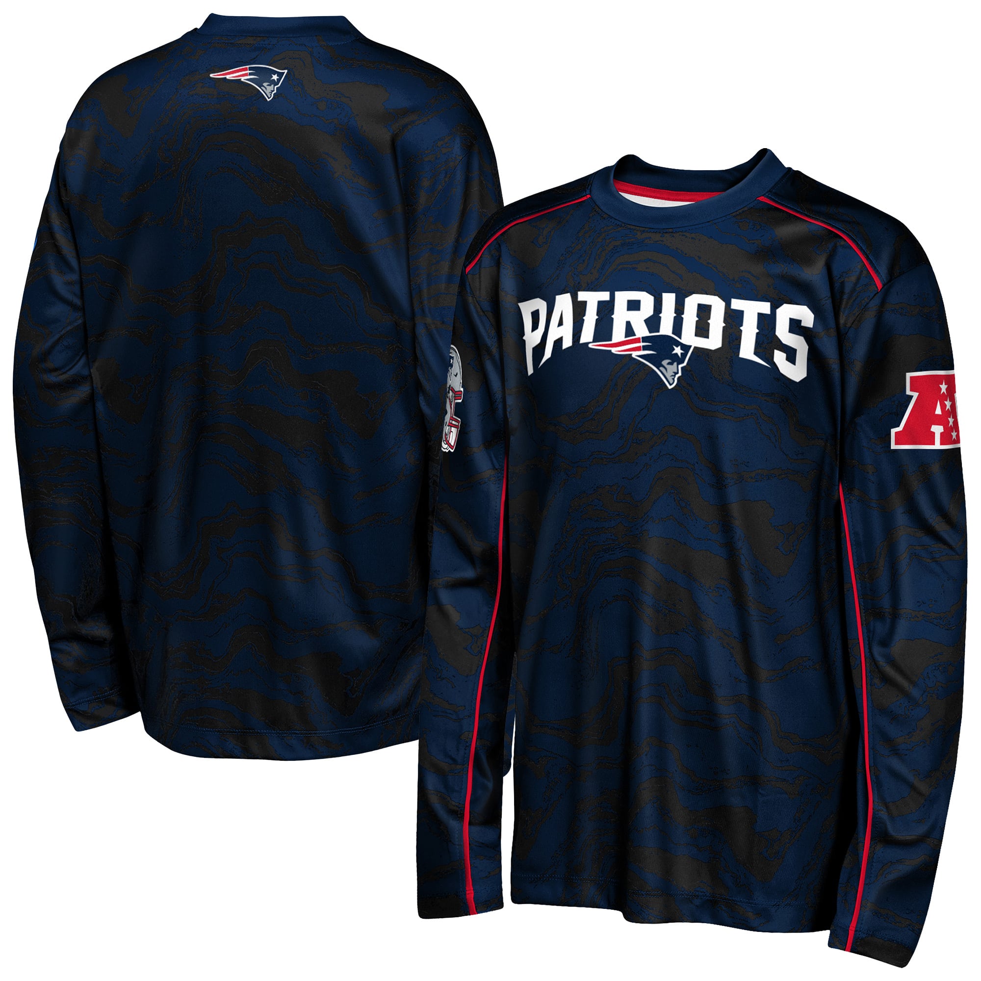 T-shirt à manches longues Youth Outerstuff Navy New England Patriots Tailgate Performance