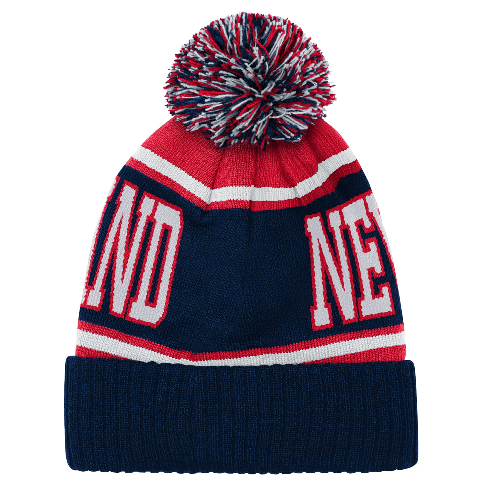 Youth Outerstuff Navy New England Patriots True Edge Cuffed Knit Hat with Pom
