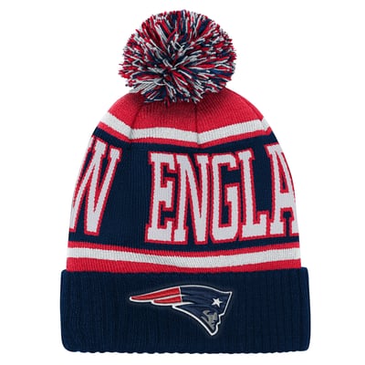 New England Patriots Outerstuff Youth True Edge Cuffed Knit Hat with Pom - Navy