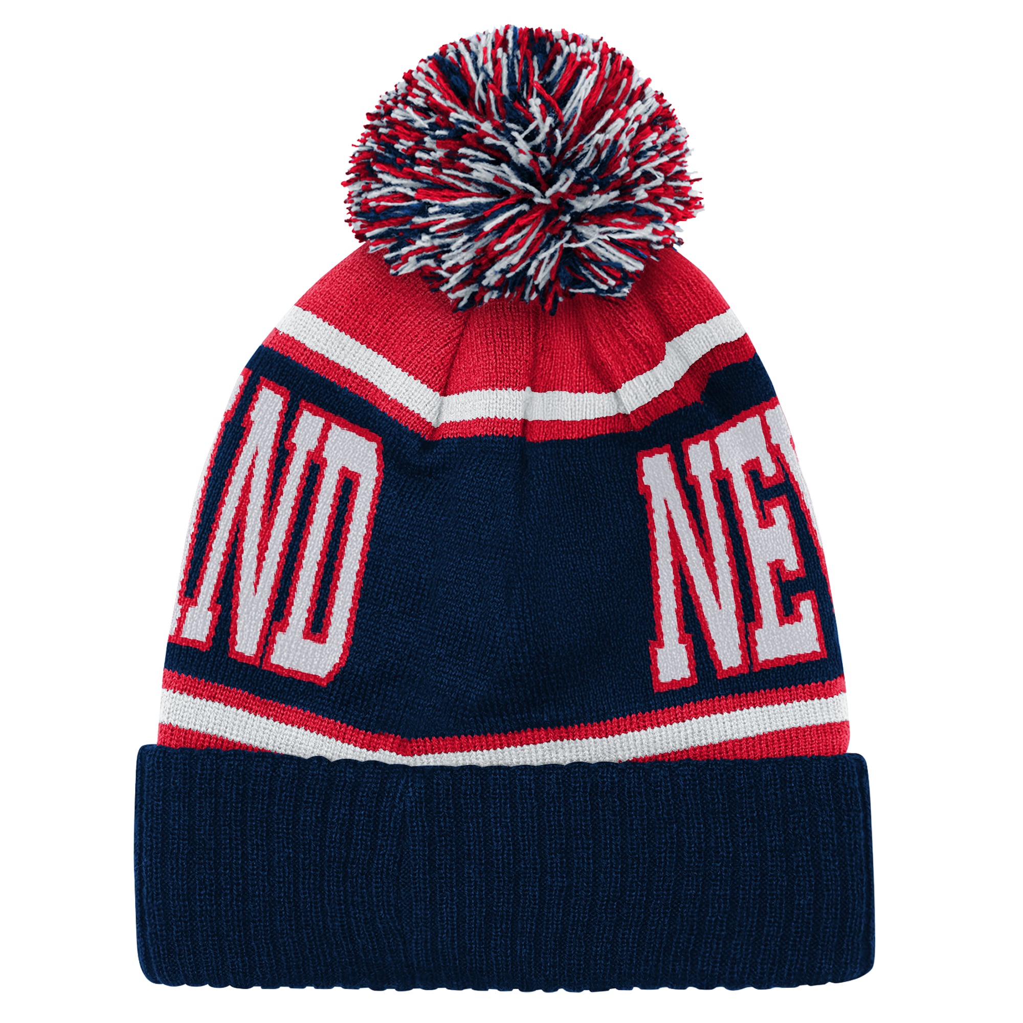 Youth Outerstuff Navy/Red New England Patriots Retro Highlight Cuffed Knit Hat with Pom