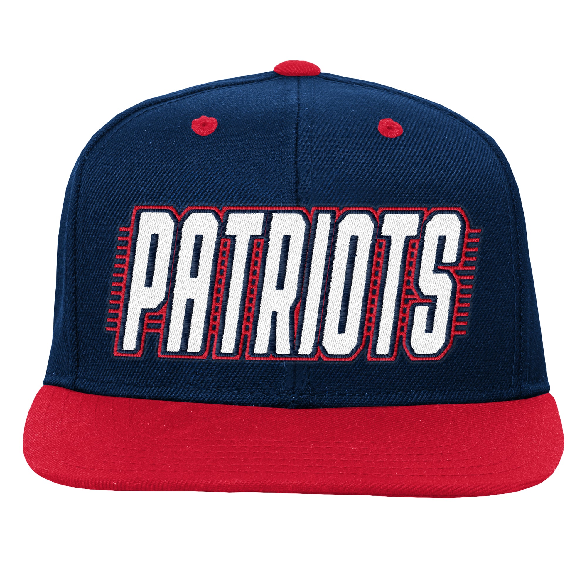 Casquette snapback bleu marine/rouge des New England Patriots pour jeunes de la marque Outerstuff