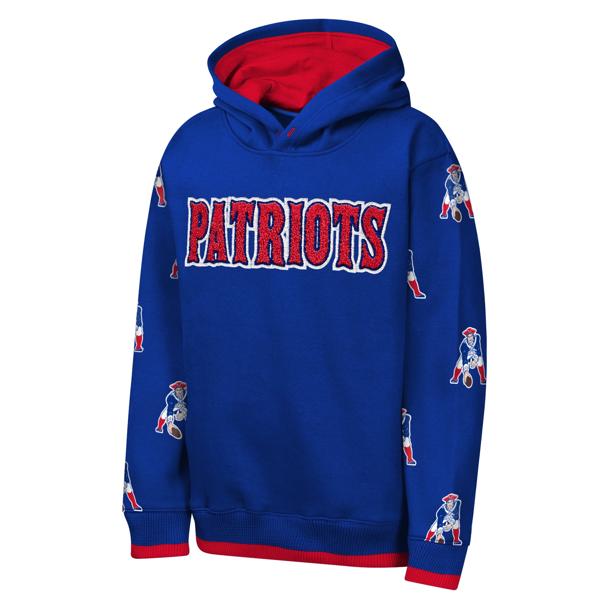 Sweat à capuche en chenille Youth Outerstuff Royal New England Patriots Retro Draft Day