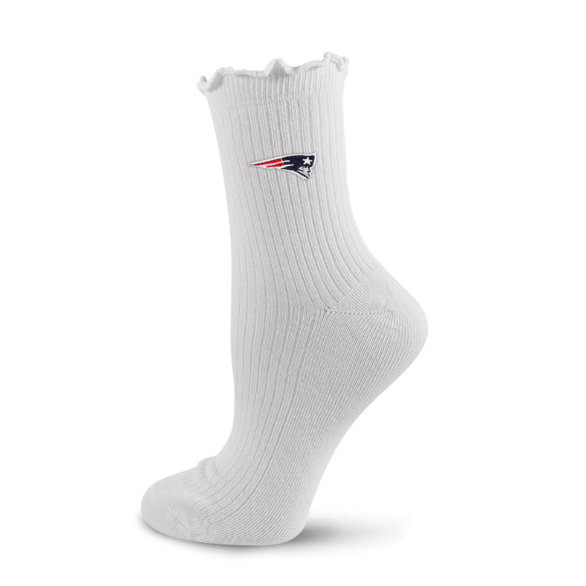Chaussettes de compression Youth PRO blanches à ourlet ondulé avec logo des New England Patriots