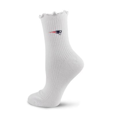  New England Patriots PRO Compression Youth Logo Lettuce Hem Quarter Socks - White
