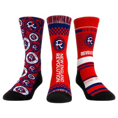 New England Revolution Rock Em Unisex Three-Pack Crew Socks Set - Red