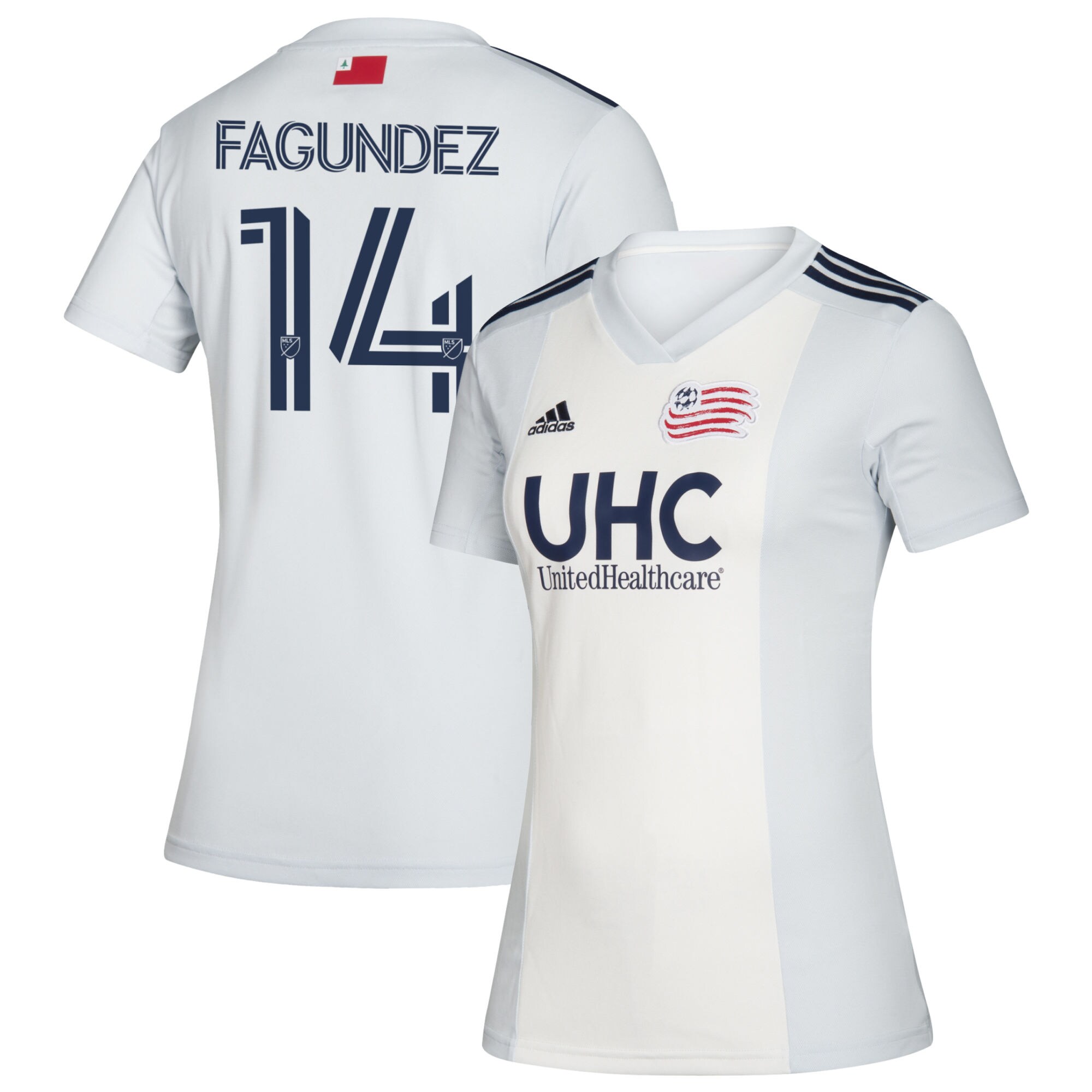 Women s New England Revolution Diego Fagundez adidas White 2020 Secondary Replica Jersey