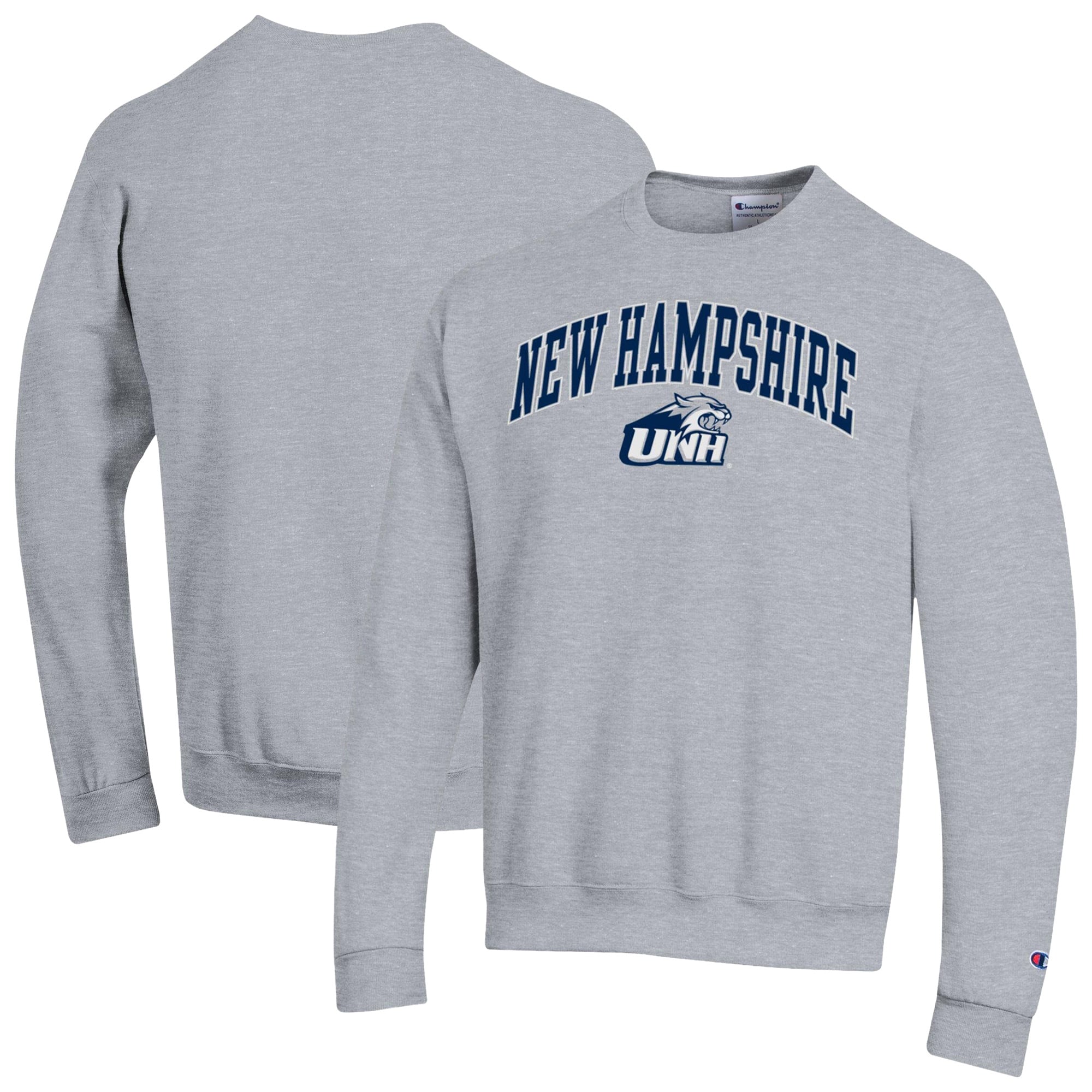 Sweat-shirt Champion pour homme, gris chiné, New Hampshire Wildcats Arch Powerblend