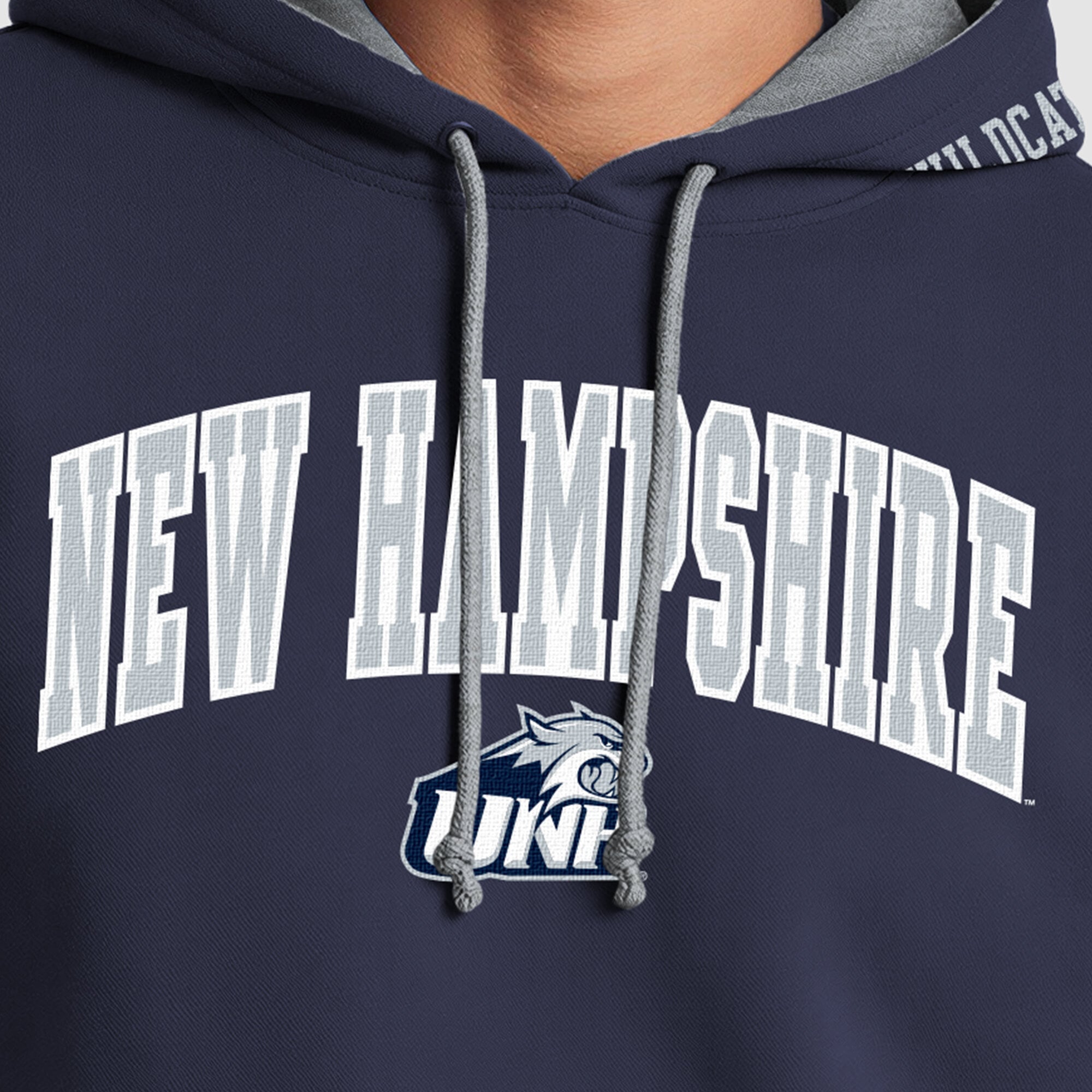 Men's Champion Navy/Heather Gray New Hampshire Wildcats Contrast Hoodie