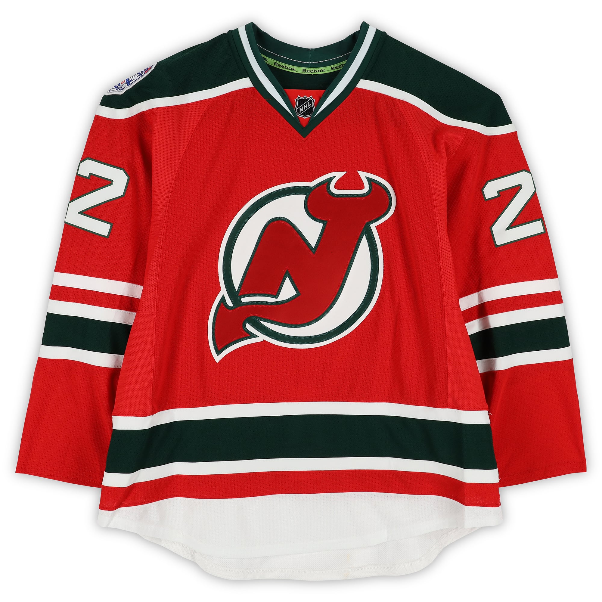 Eric Gelinas New Jersey Devils Practice-Used #22 Red Jersey vs. New York Rangers on January 26, 2014