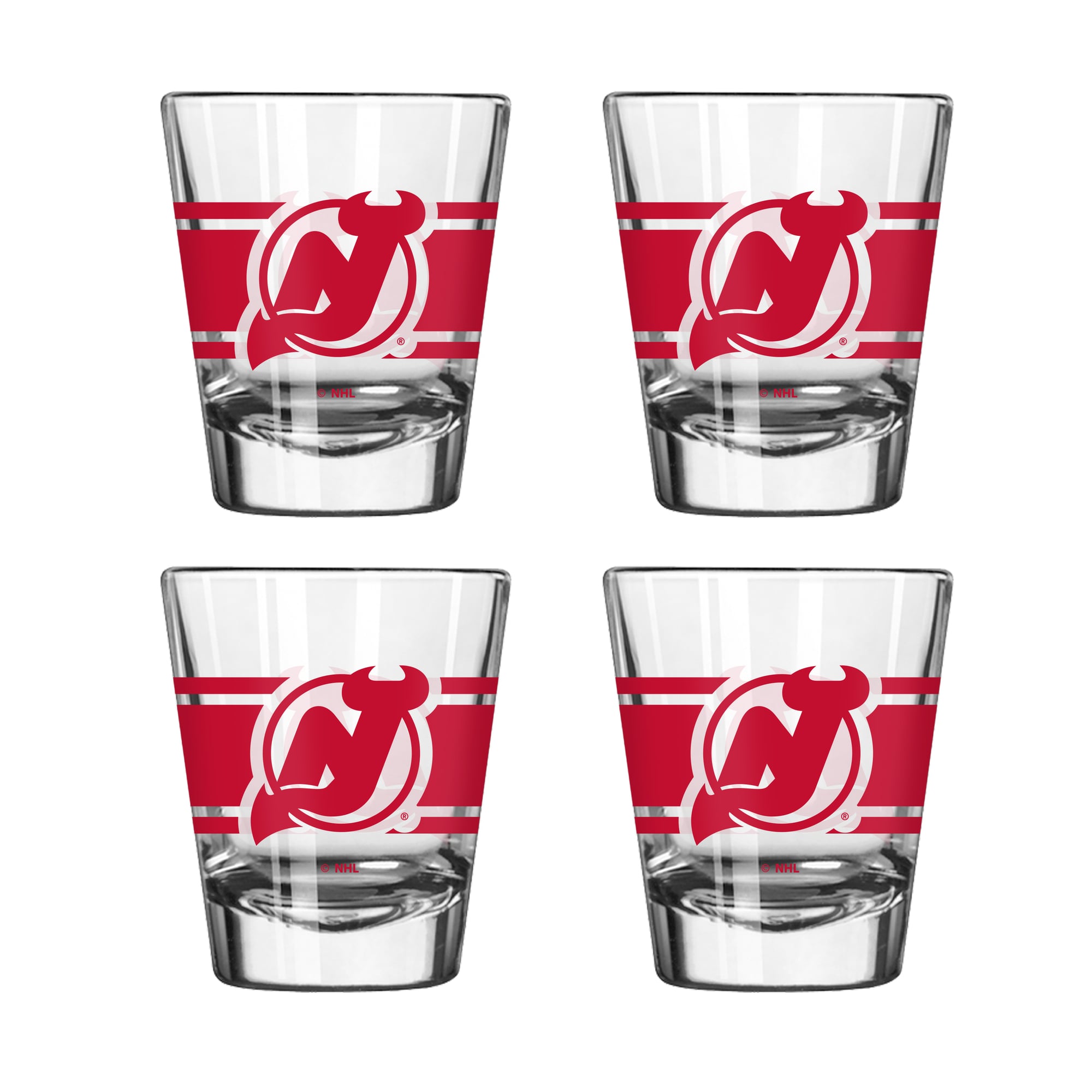 Logo Brands New Jersey Devils Four-Piece Stripe Shot Glass Set