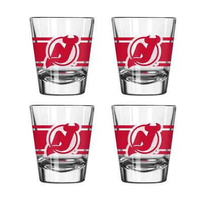 New Jersey Devils Logo Brands Four-Piece Stripe Shot Glass Set