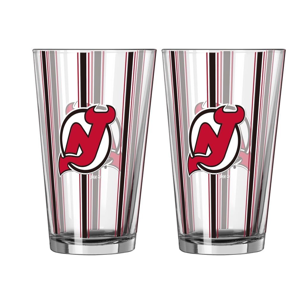 New Jersey Devils Logo Brands Two-Piece 16oz. Striped Pint Glass Set