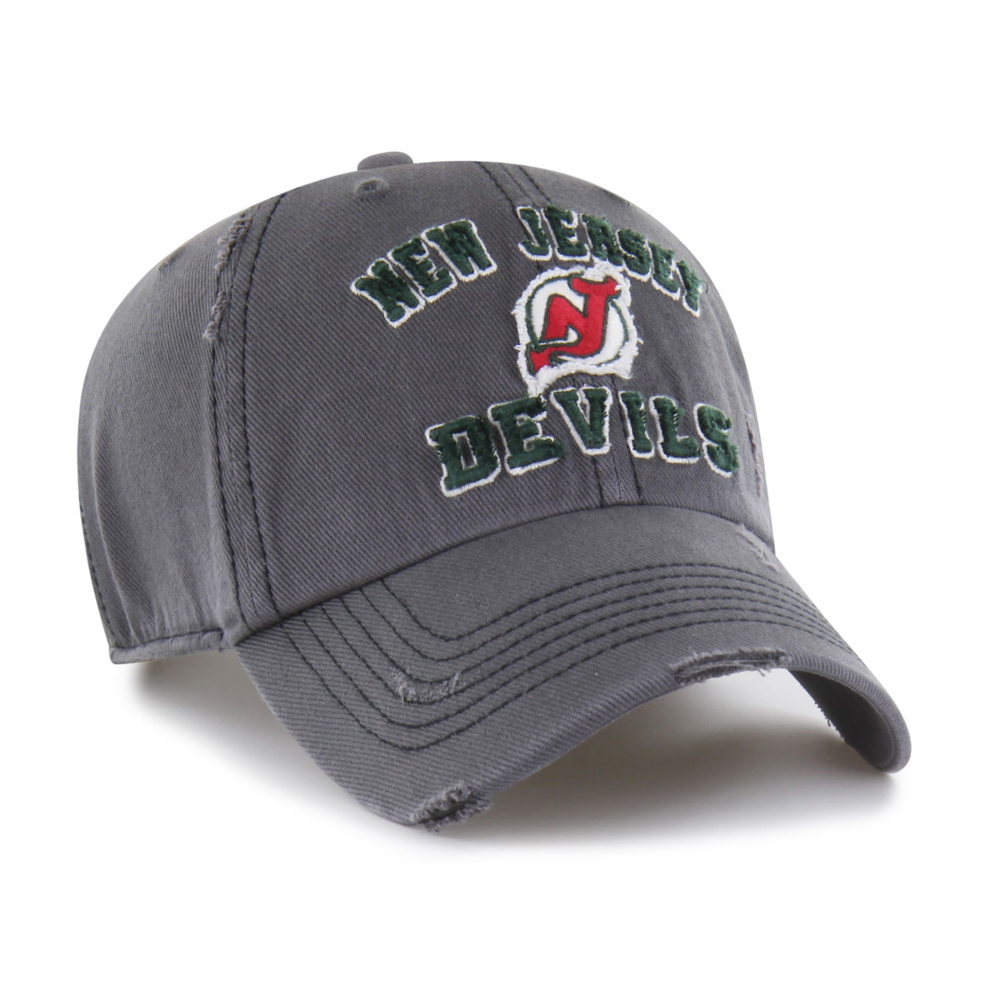 Casquette ajustable New Jersey Devils Seymoore noire, modèle 47, avec application vieillie.