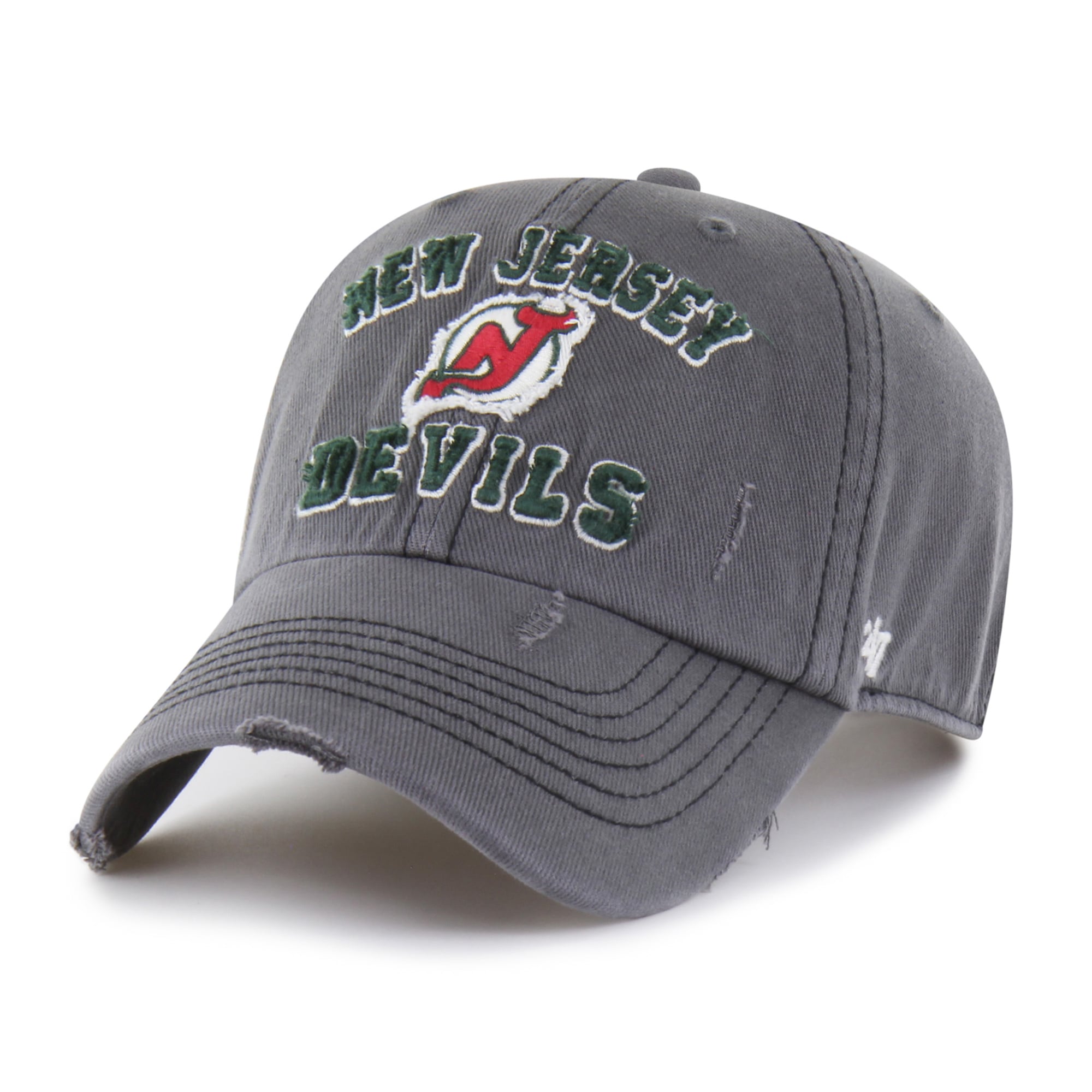 Casquette ajustable New Jersey Devils Seymoore noire, modèle 47, avec application vieillie.
