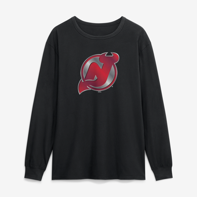 New Jersey Devils  Metallic Mascot Long Sleeve T-Shirt - Black
