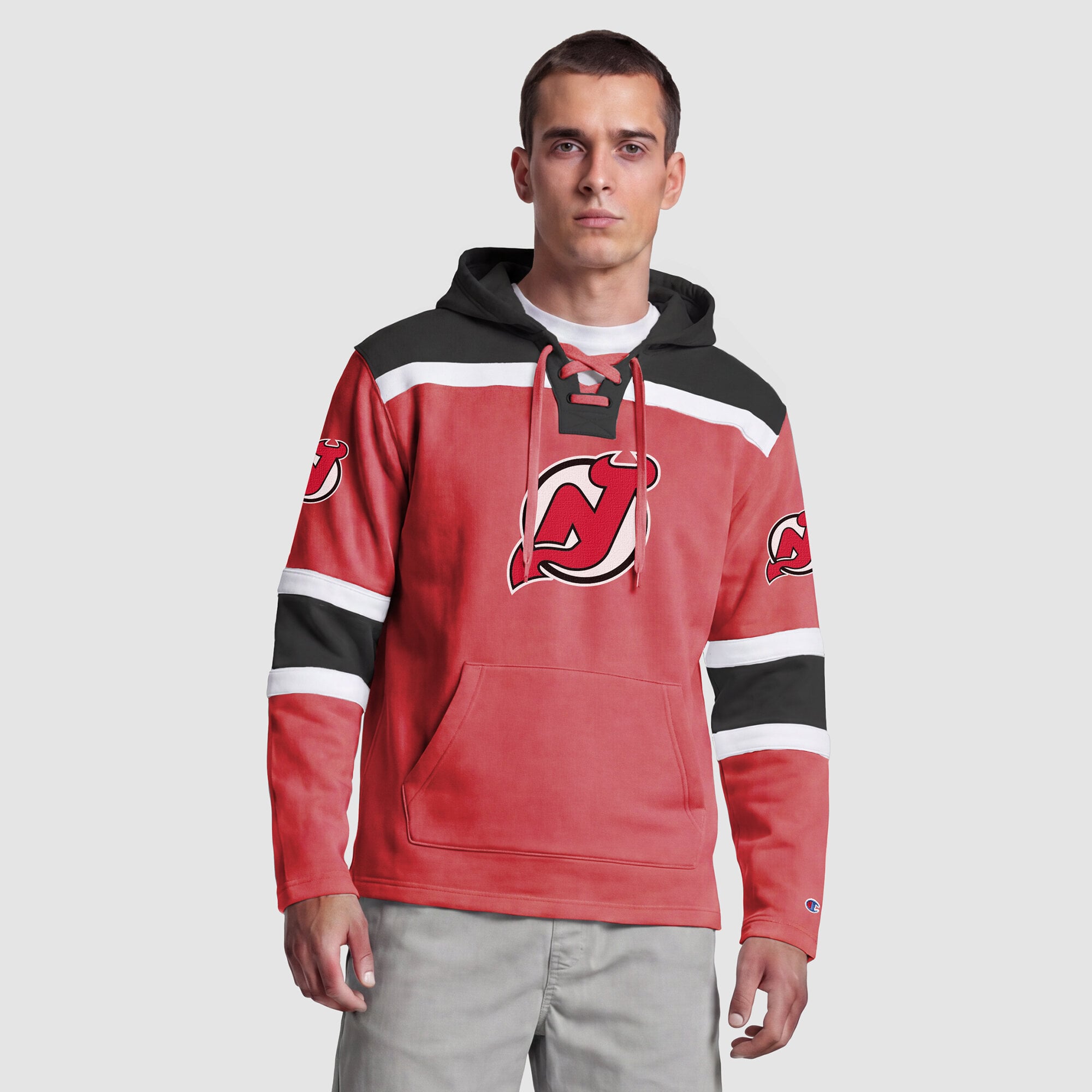 Sweat à capuche polaire de hockey Champion rouge New Jersey Devils pour homme