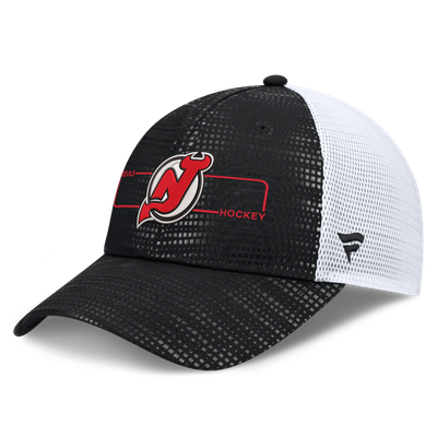 New Jersey Devils Fanatics Authentic Pro Rink Boxed Logo Trucker Hat - Black