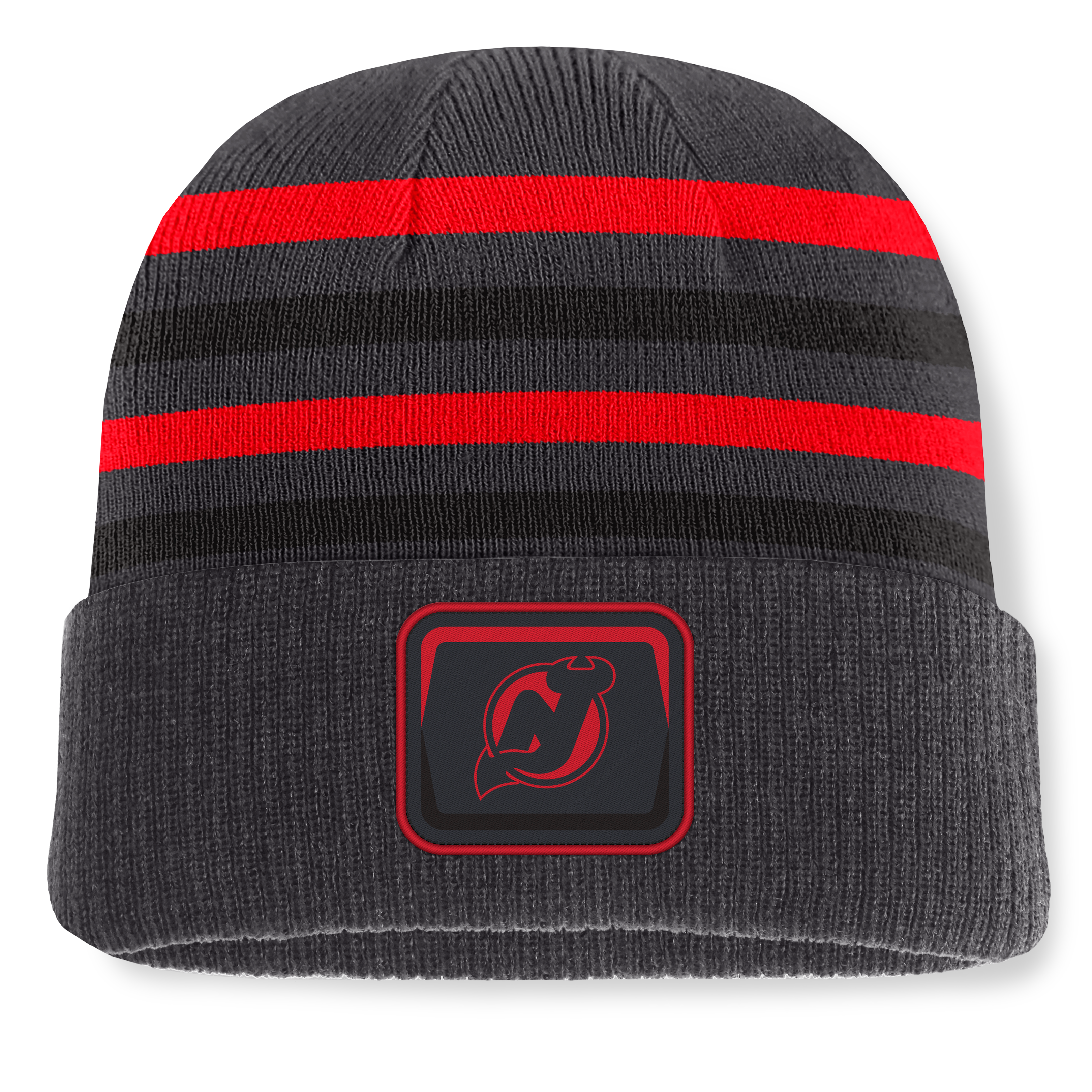 Bonnet à revers rayé à nouage Fanatics noir New Jersey Devils pour homme