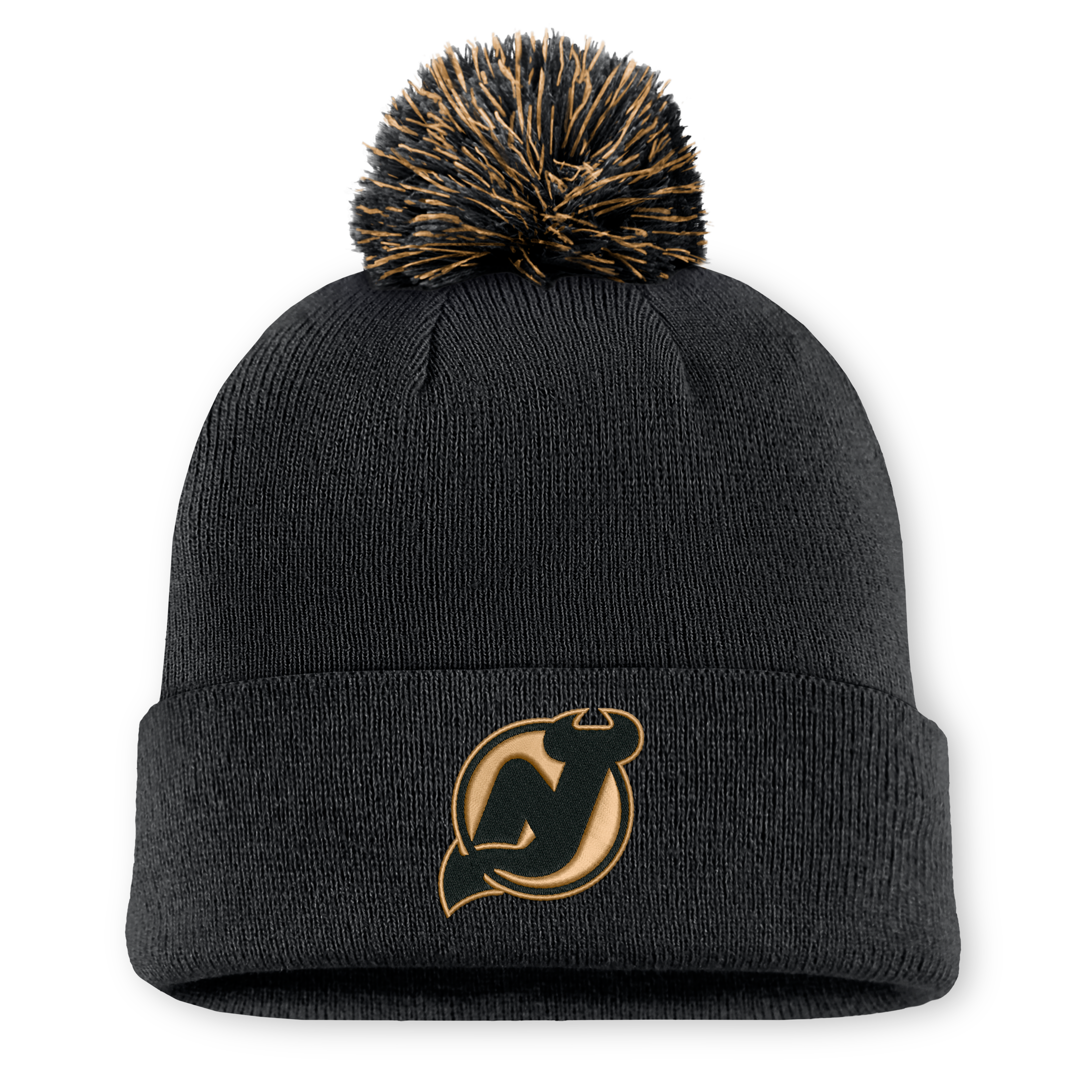 Bonnet Fanatics noir pour homme, New Jersey Devils, hommage aux militaires, authentique Pro, à revers et pompon