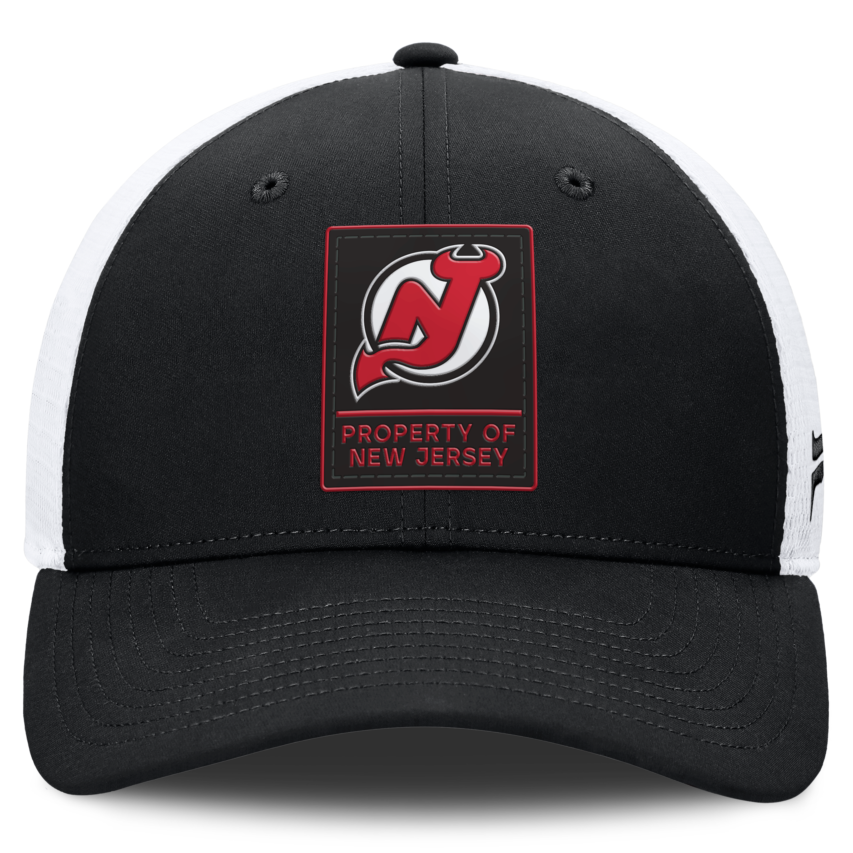 Casquette ajustable Fanatics noire et blanche New Jersey Devils Authentic Pro Train Meshback pour homme